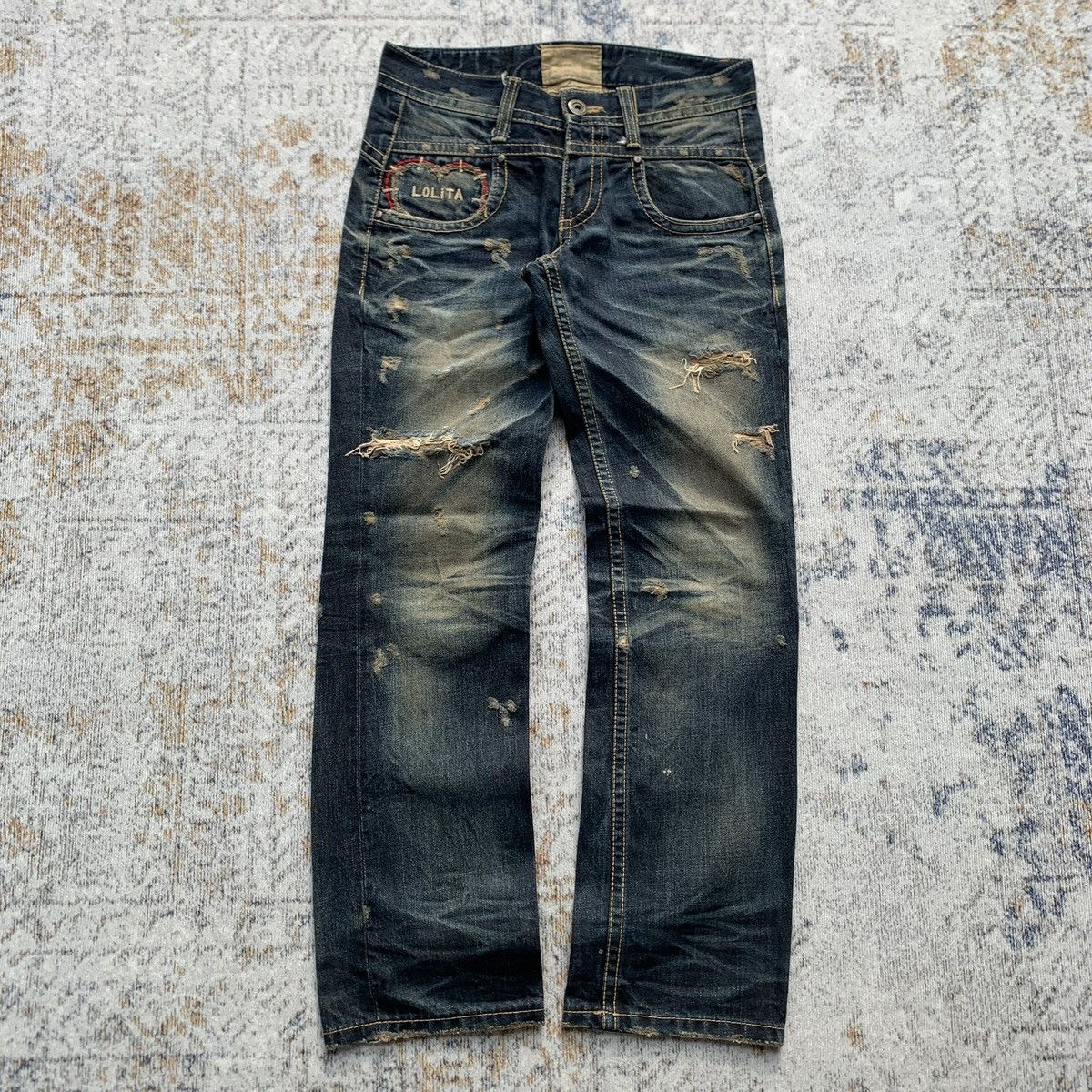 Japanese Brand Rare 2000s Lolita Mudwash Japanese Distressed Jeans Size US 30 / EU 46 - 1 Thumbnail
