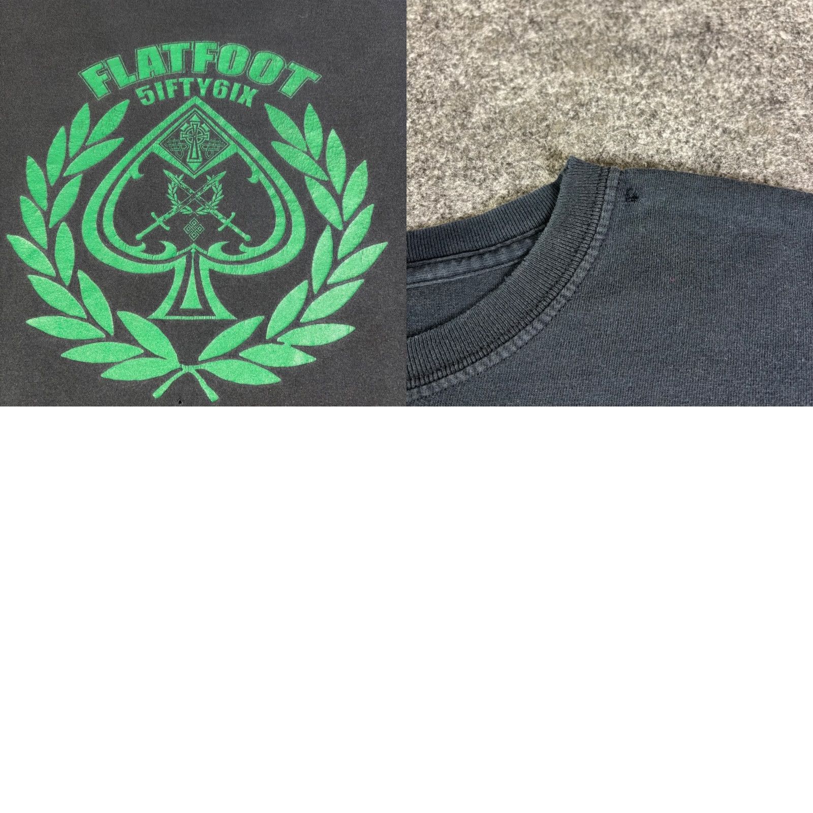 Gildan VINTAGE Flatfoot Fifty Six XL Black Graphic T Shirt Ace of Spades Laurel Wreath Mens Size US XL / EU 56 / 4 - 8 Thumbnail