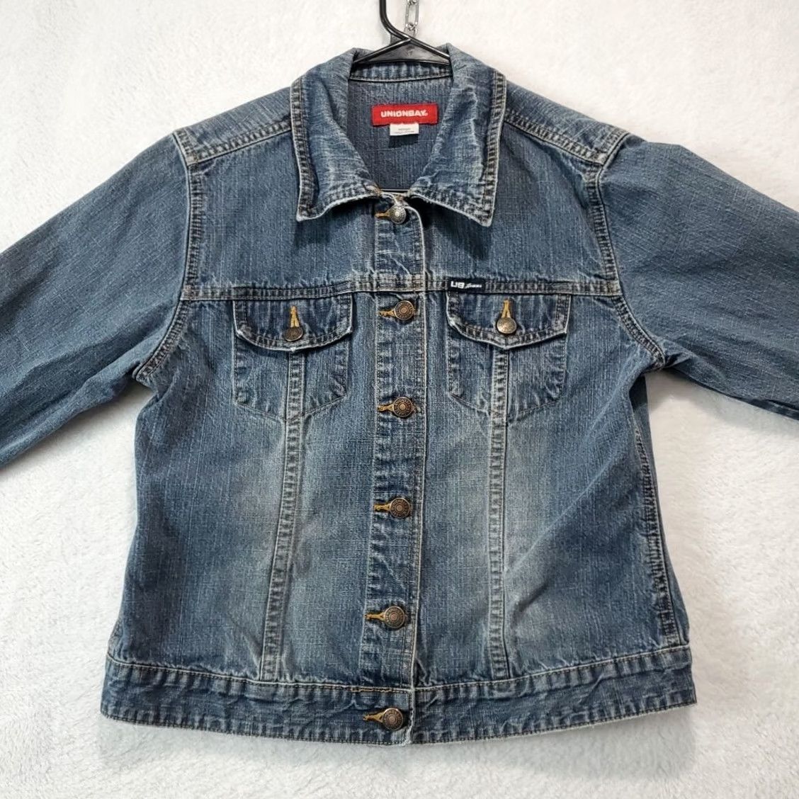 Vintage VINTAGE Union Bay Trucker Jacket Denim Blue M Women’s Mid-Length Button Logo Casual Retro Y2K 2000s Multiseason Mugged? Size 32" / US 10 / IT 46 - 5 Thumbnail