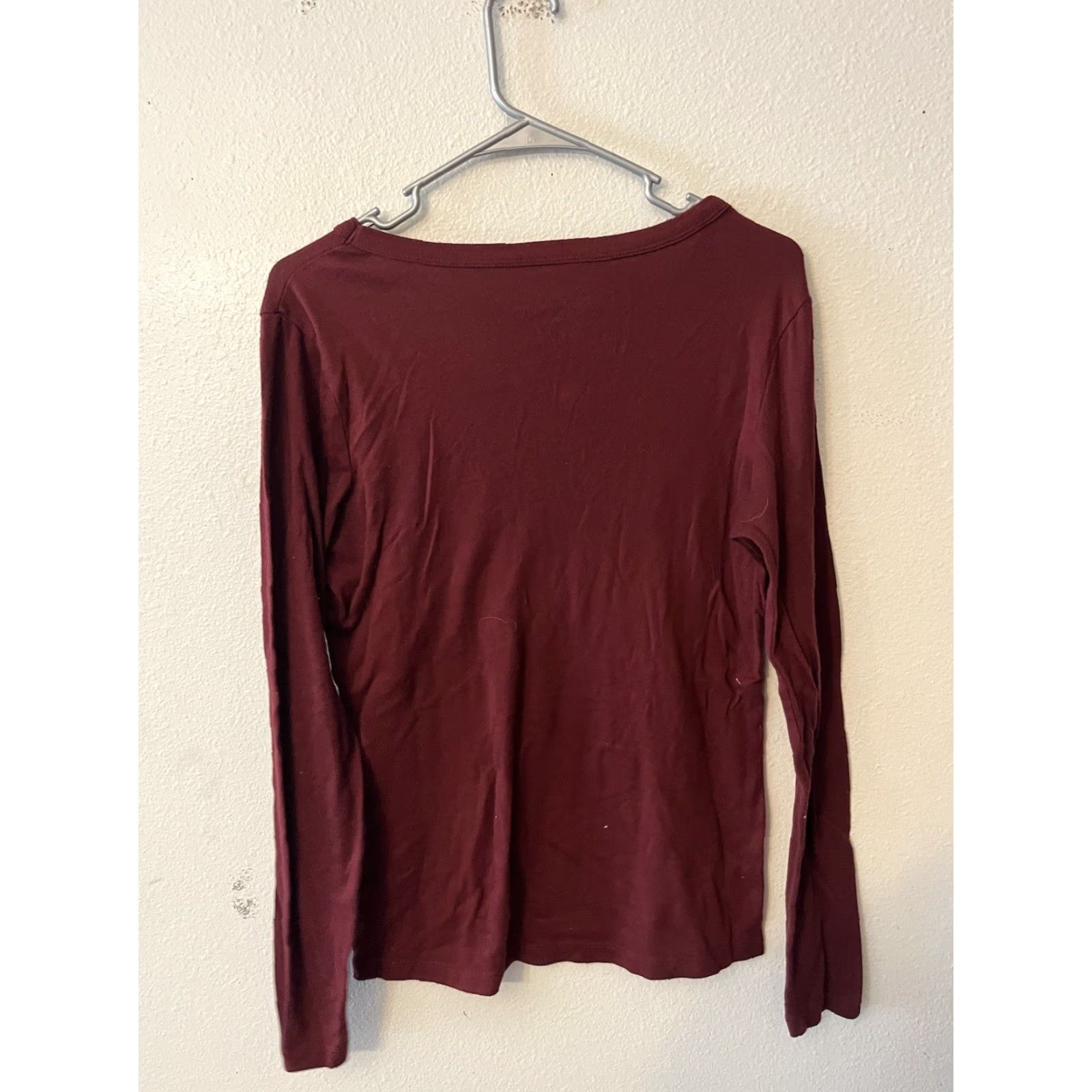 Vintage A New Day Shirt Womens Medium Red Burgundy V-Neck Long Sleeve Slim Knit Casual Size M / US 6-8 / IT 42-44 - 3 Thumbnail