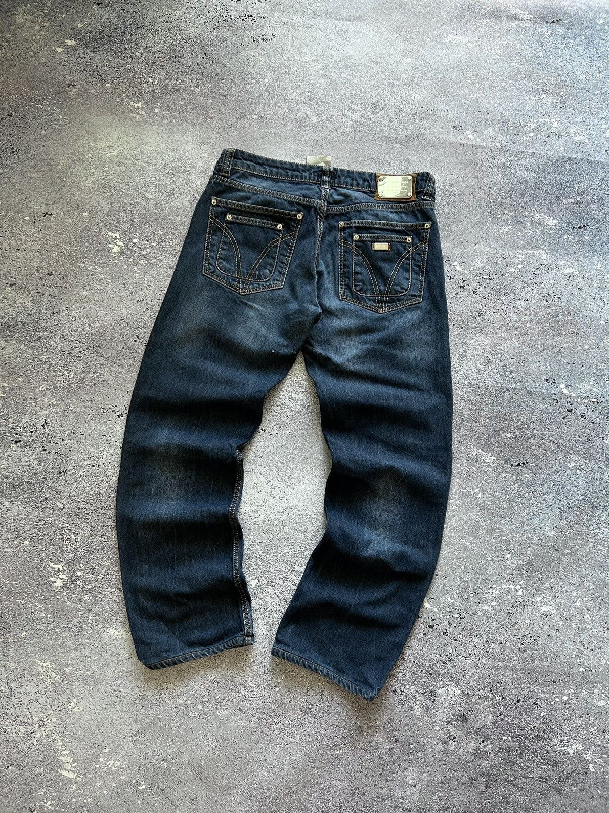 Jeans Flare Dolce & Gabbana - Taille S - Denim Foncé Avec Monogramme Y2K - Occasion Très Bon état