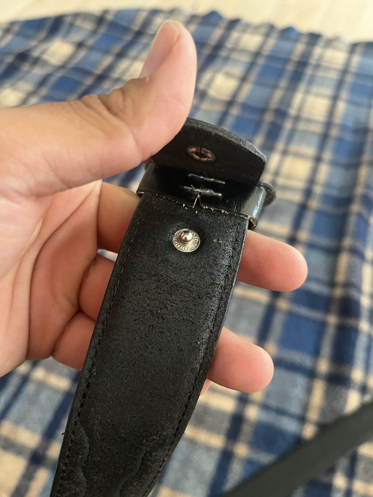 Other Vintage 2000’s Black Leather Western Leather buckle belt 40” Size 40 - 9 Thumbnail