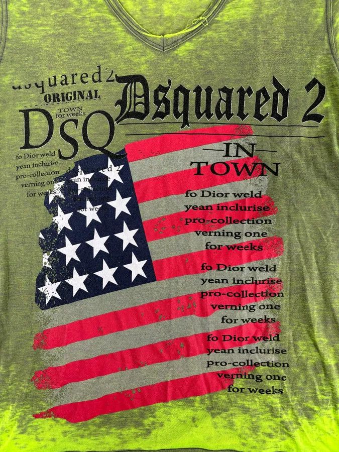 Dsquared2 Dsquared2 Acid Green USA Flag T-Shirt Size US M / EU 48-50 / 2 - 8 Thumbnail