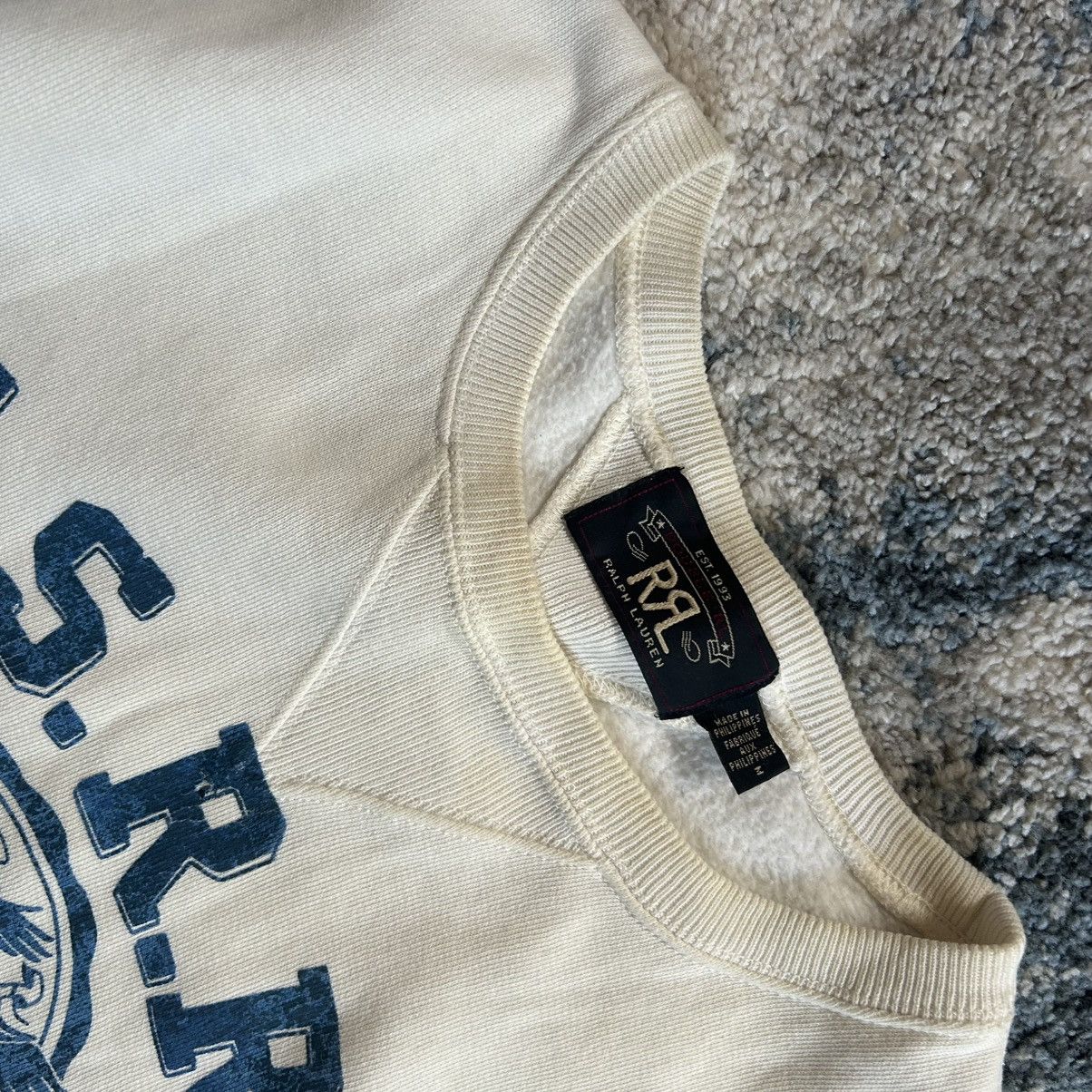 RRL Ralph Lauren 2018 CREAM U.S.R.R.L. MOUNTED COLLAR FOOTBALL CREWNECK BLUE Size US M / EU 48-50 / 2 - 10 Thumbnail