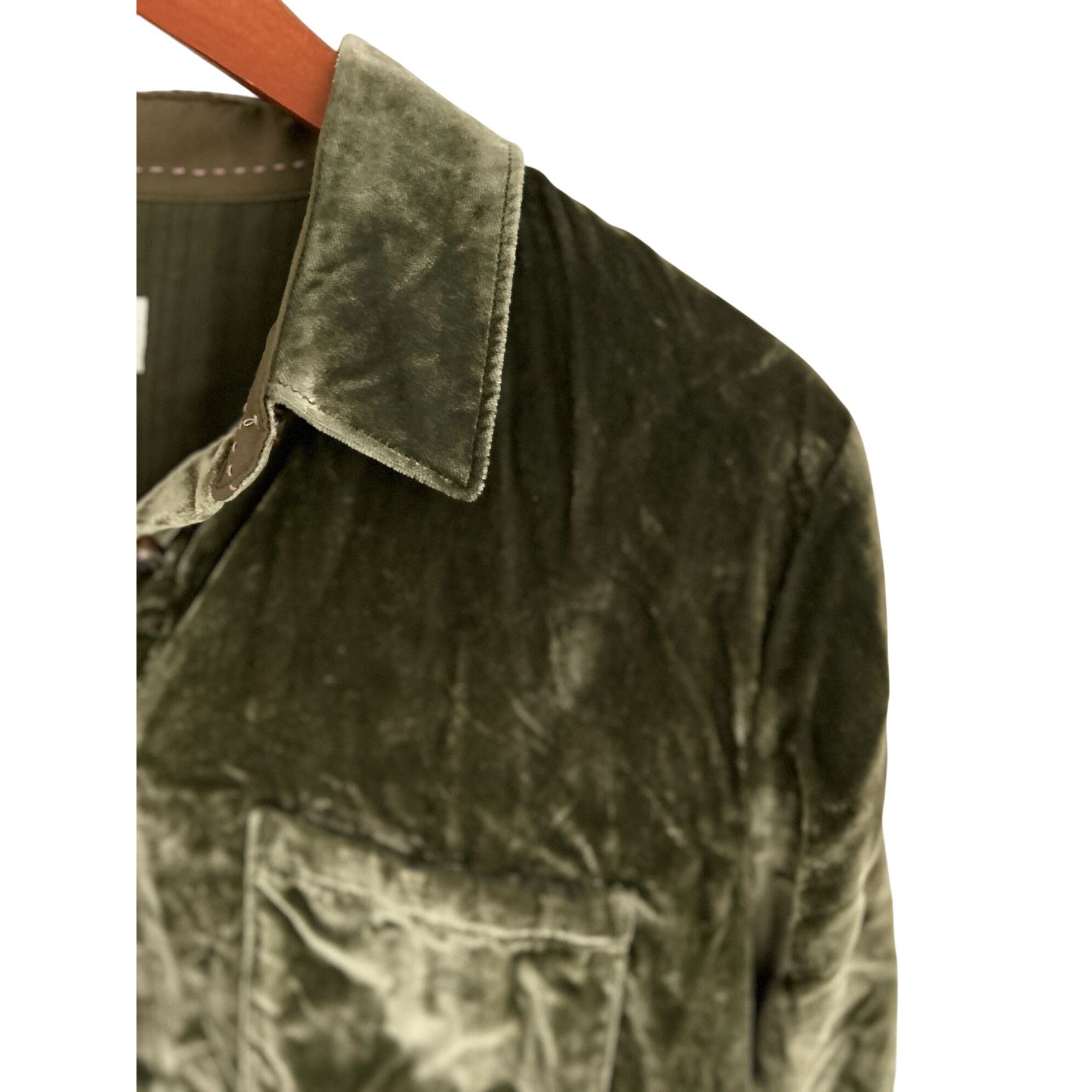 Anthropologie Anthropologie Maeve Karina Green Velvet Button Down Long Sle Size M / US 6-8 / IT 42-44 - 6 Thumbnail