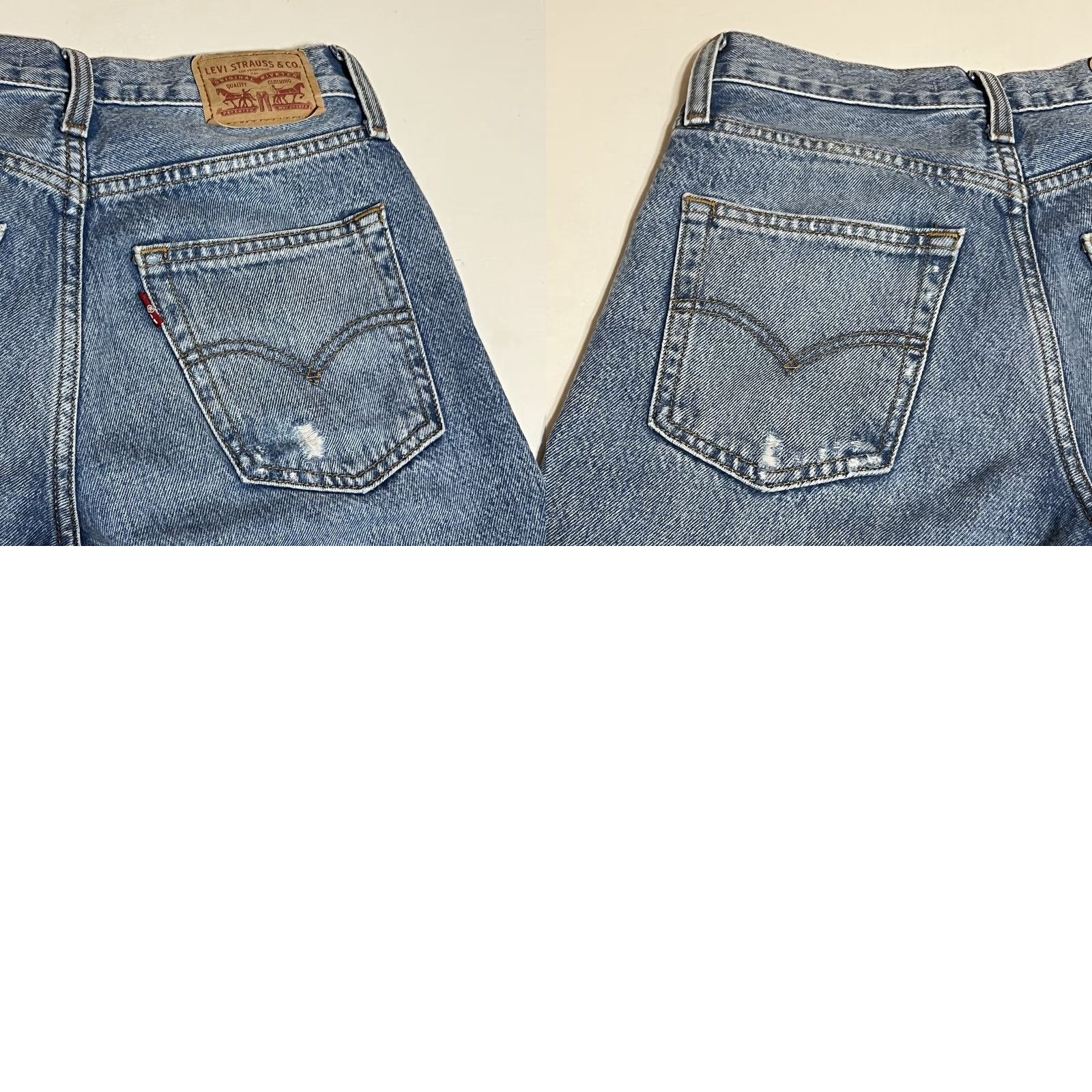 Levi's VINTAGE Levis 94 Baggy Jeans Women 26x29 24x31 Blue Denim Straight Leg Distressed Jeans Size 26" / US 2 / IT 38 - 9 Thumbnail
