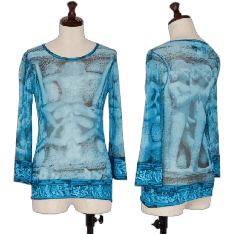 Jean Paul Gaultier Jean Paul Gaultier Retro Blue Long Sleeve Top Size US M / EU 48-50 / 2 - 1 Thumbnail