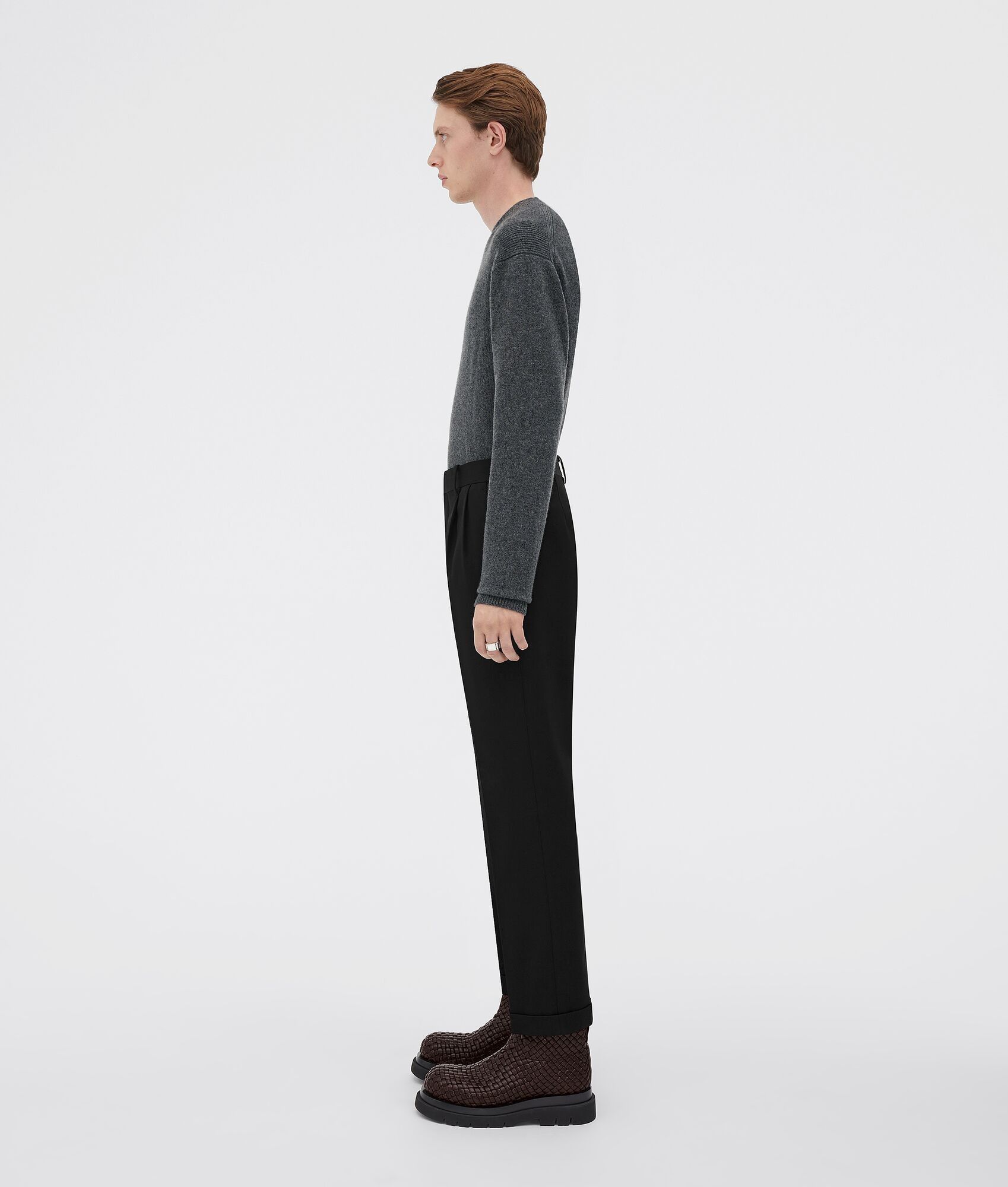 Bottega Veneta o1n1vont0125 Cropped Leg Grain De Poudre Trousers in Black Size US 38 / EU 54 - 2 Thumbnail