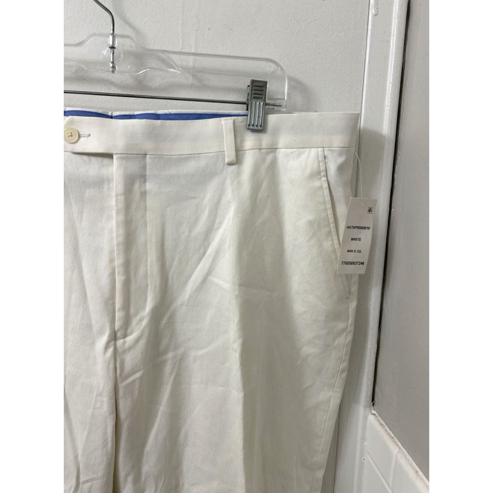 Tommy Hilfiger Tommy Hilfiger Dress Mens 40 White Pants 40x27 YKK Cuffed Cotton Stretch NWT Size US 40 / EU 56 - 4 Thumbnail