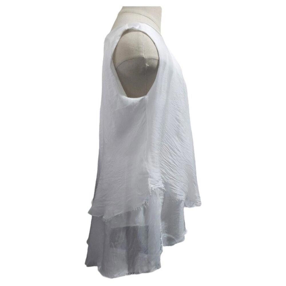 Designer CT1672 Tina Stephens White Layered Sleeveless Blouse Size S / US 4 / IT 40 - 3 Thumbnail