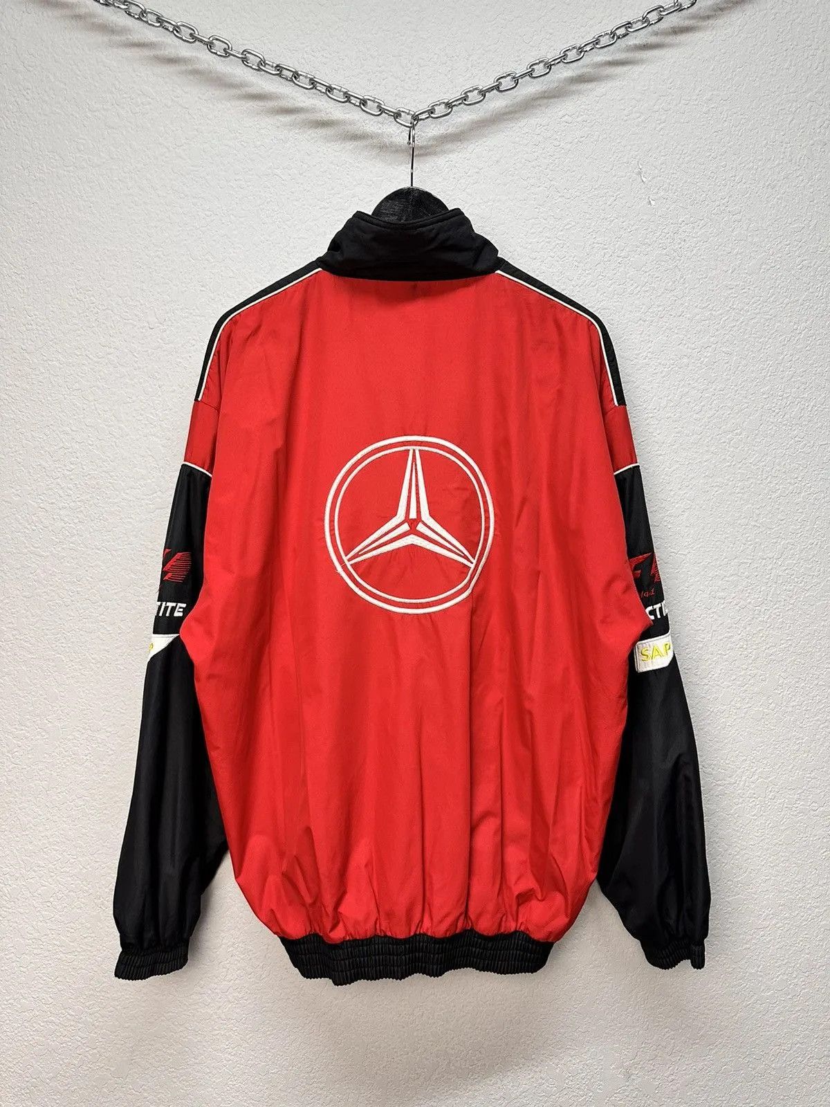 Mercedes-Benz Racing Jacket Moto Vodafone F1 Nascar Leather Red Bull Lucky Size US XL / EU 56 / 4 - 8 Thumbnail