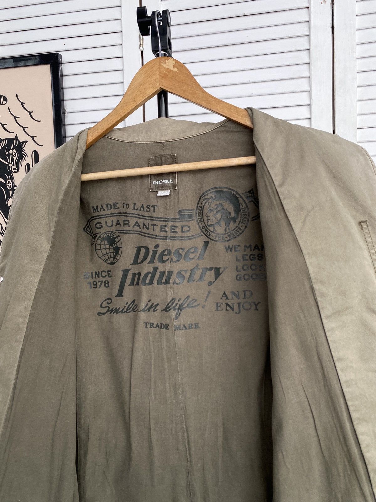 Diesel × Vintage Vintage Diesel Workwear Blazer Jacket Faded Khaki Military Size US S / EU 44-46 / 1 - 15 Thumbnail