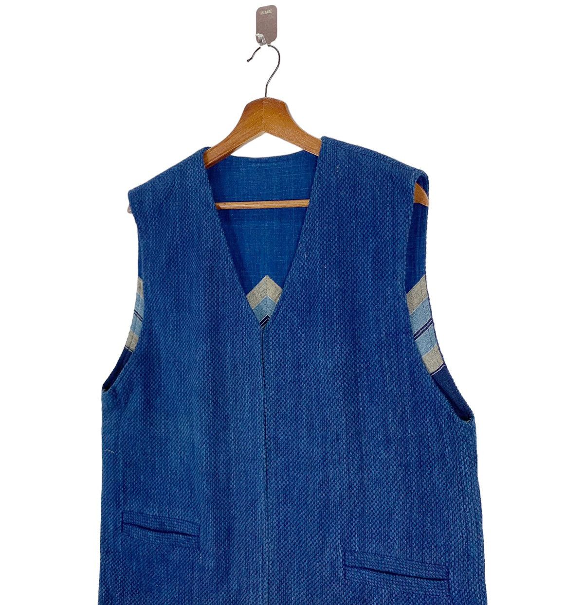 Indigo × Japanese Brand 🔥🔥VINTAGE BORO SASSIKO INDIGO BLUE JAPAN VEST JACKET Size US M / EU 48-50 / 2 - 3 Thumbnail