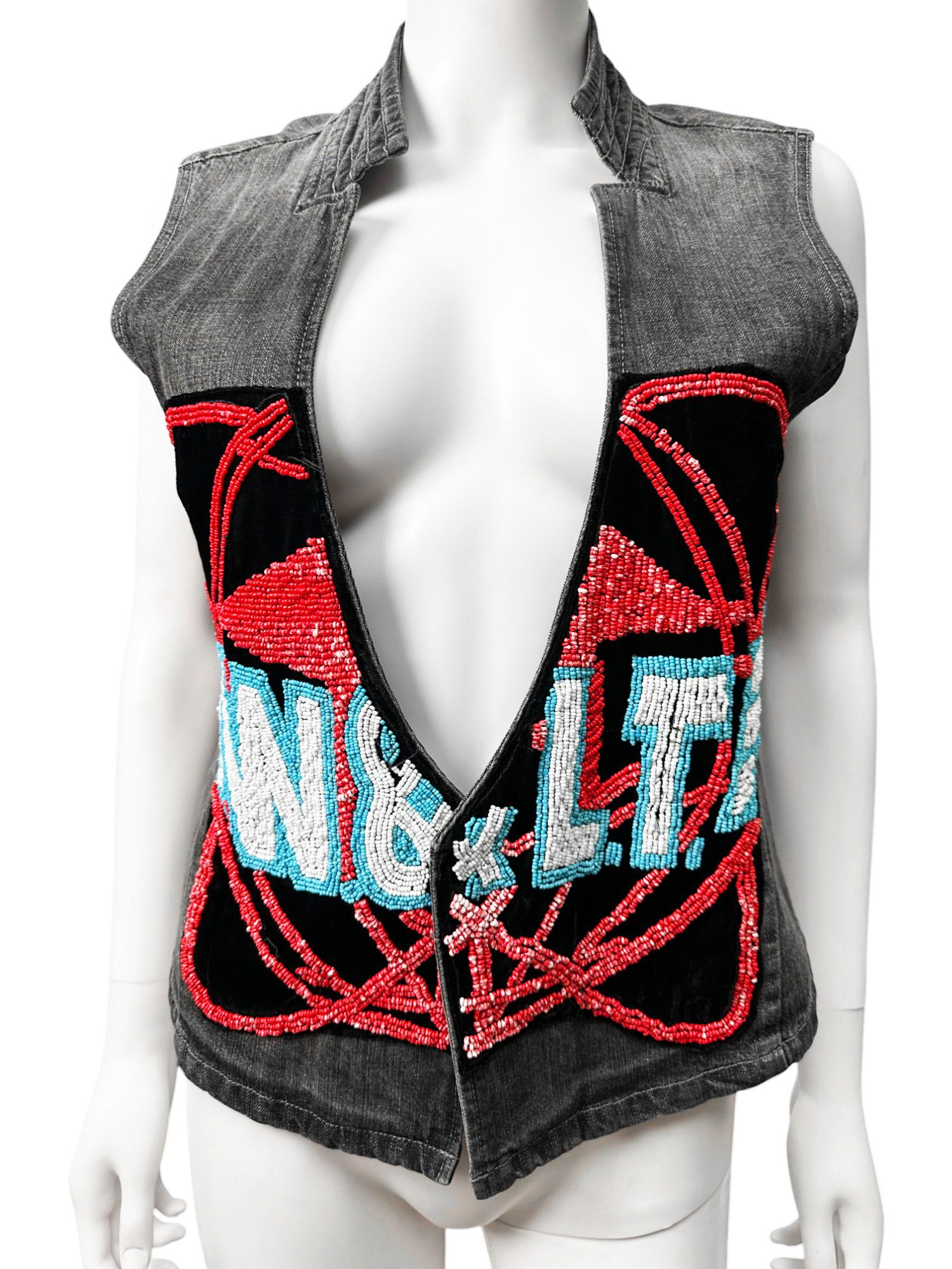 Walter Van Beirendonck S/S 2002 Embroidered Grey Gilet Size US M / EU 48-50 / 2 - 5 Thumbnail