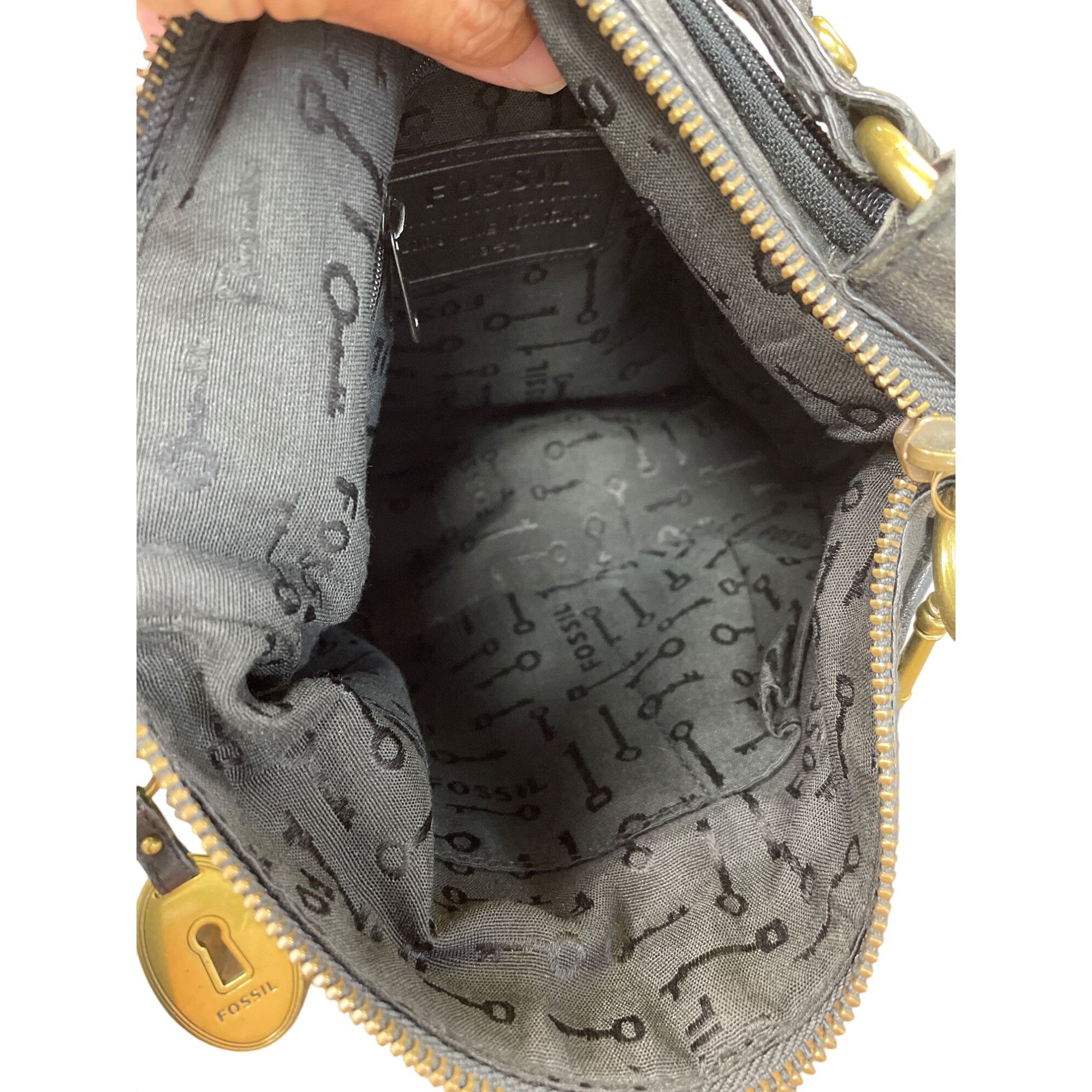 Fossil Fossil Long Live Vintage Womens Black Leather Crossbody Han Size ONE SIZE - 14 Thumbnail