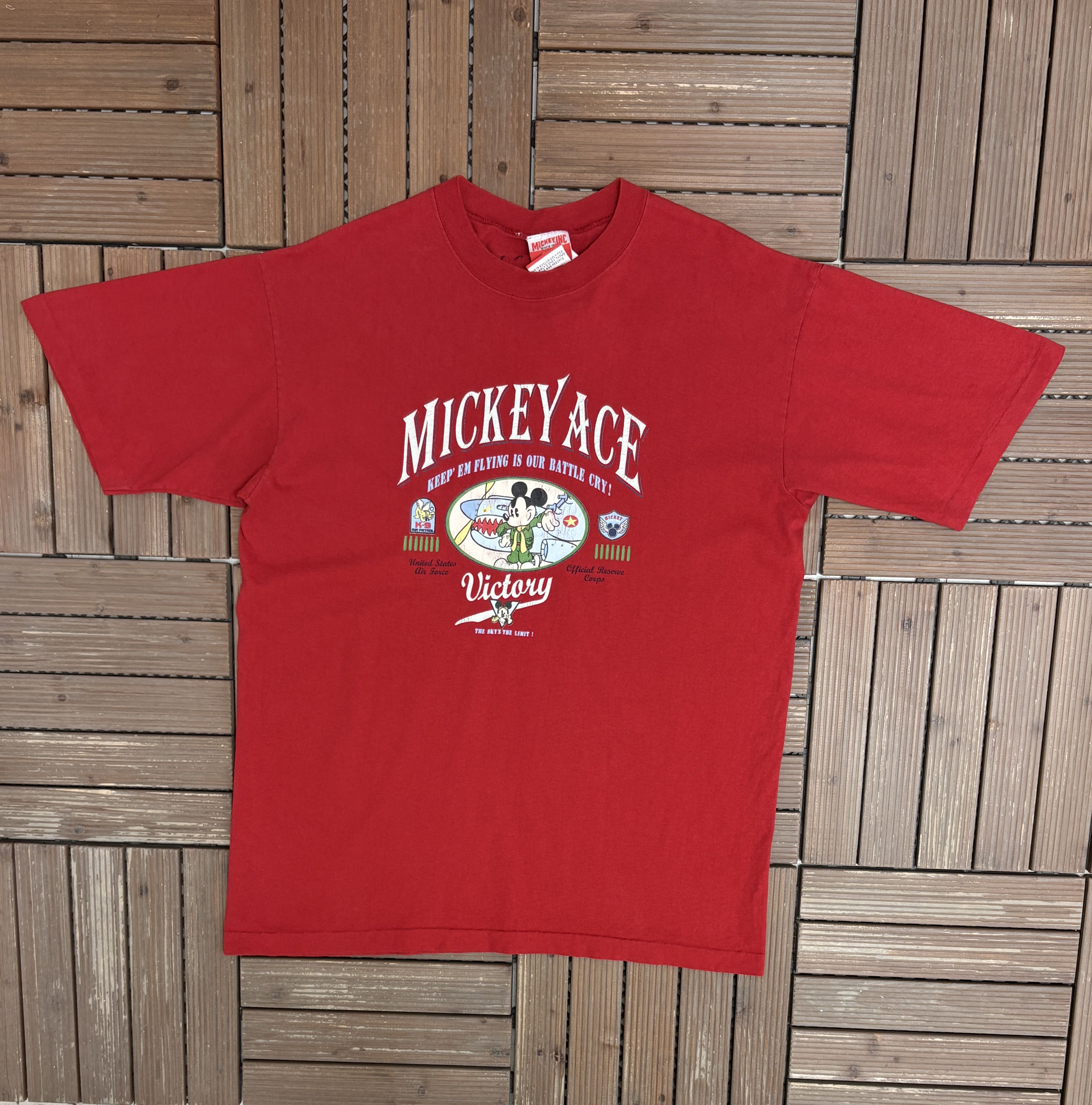 Disney Mickey Mouse Ace U.S. Air Force Vintage Red Tee Size US XL / EU 56 / 4 - 1 Thumbnail