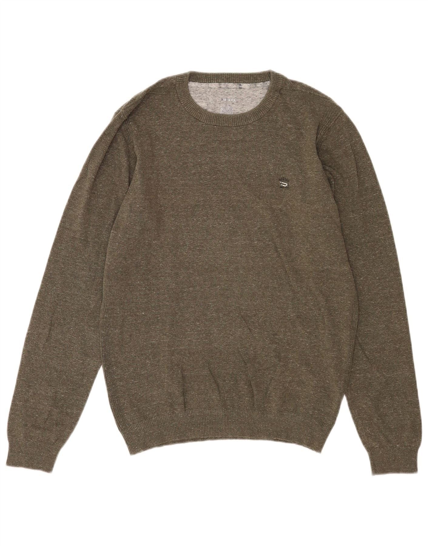 Diesel Mens Crew Neck Jumper Sweater Medium Khaki Flecked Size US M / EU 48-50 / 2 - 1 Thumbnail