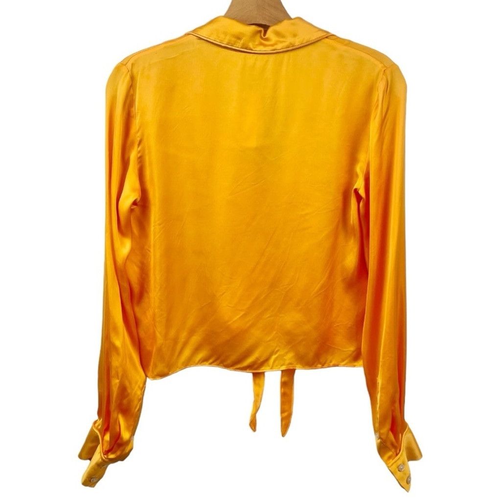 Aritzia NEW Wilfred Tuscan Sun Satin Tie Front Cropped Blouse XXS Size XXS / US 00 / IT 34 - 3 Thumbnail