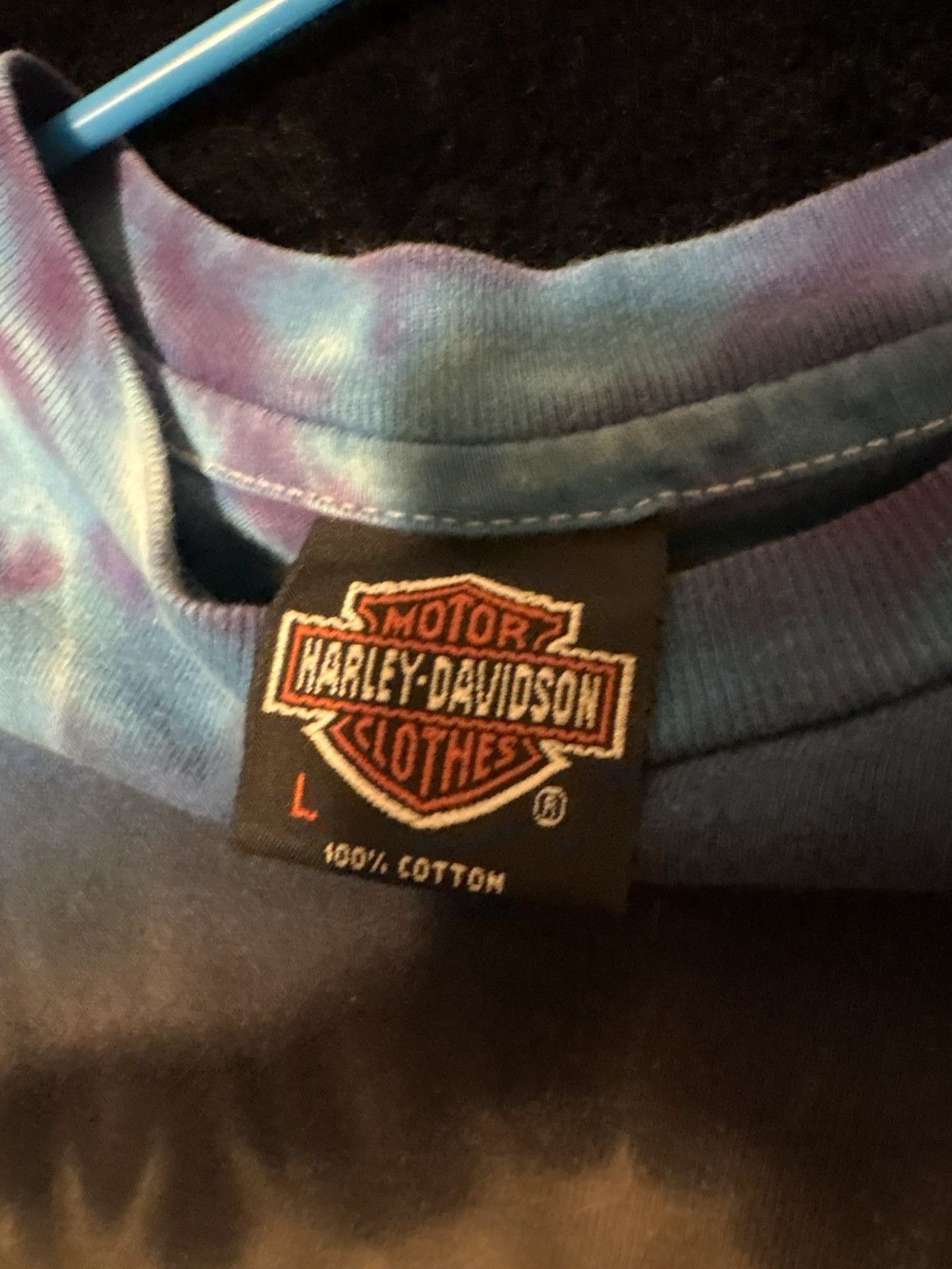 Harley Davidson × Vintage Vintage Blue Tie-dye Harley Davidson 1980s Size US L / EU 52-54 / 3 - 4 Thumbnail
