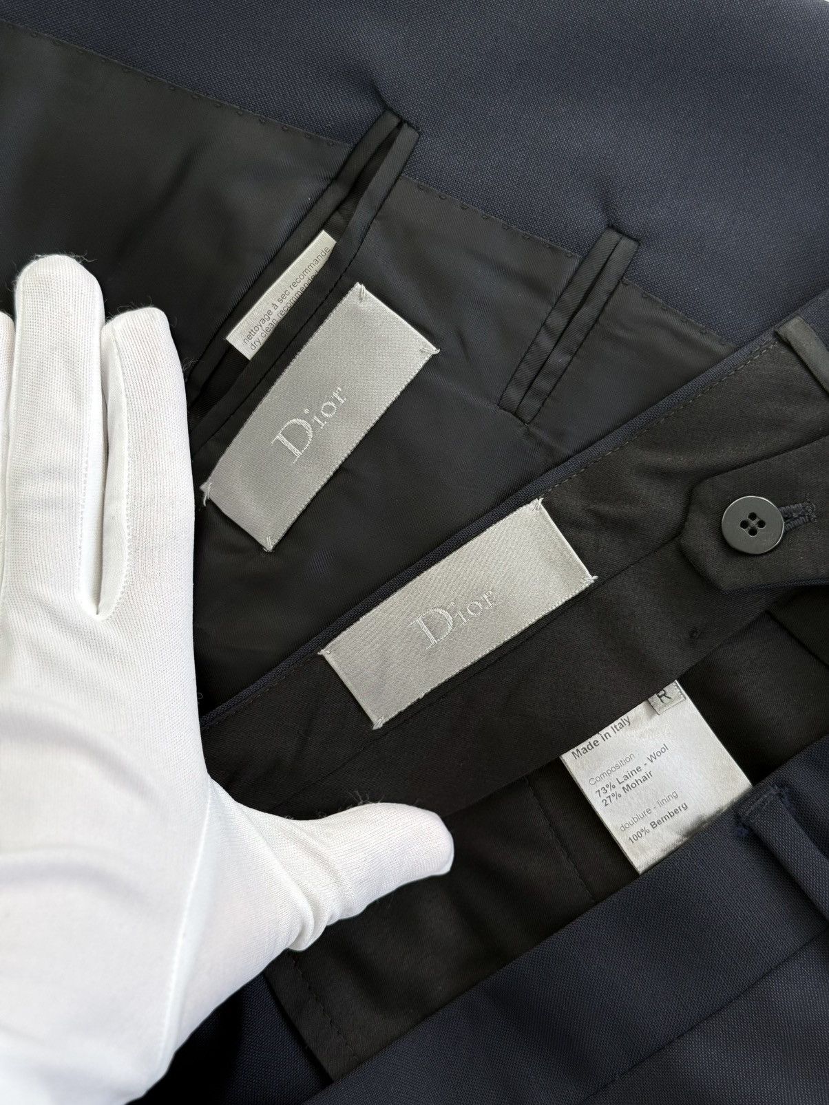 Dior × Hedi Slimane Dior Homme Navy Suit Navigate Hedi Slimane Size 44R - 12 Thumbnail