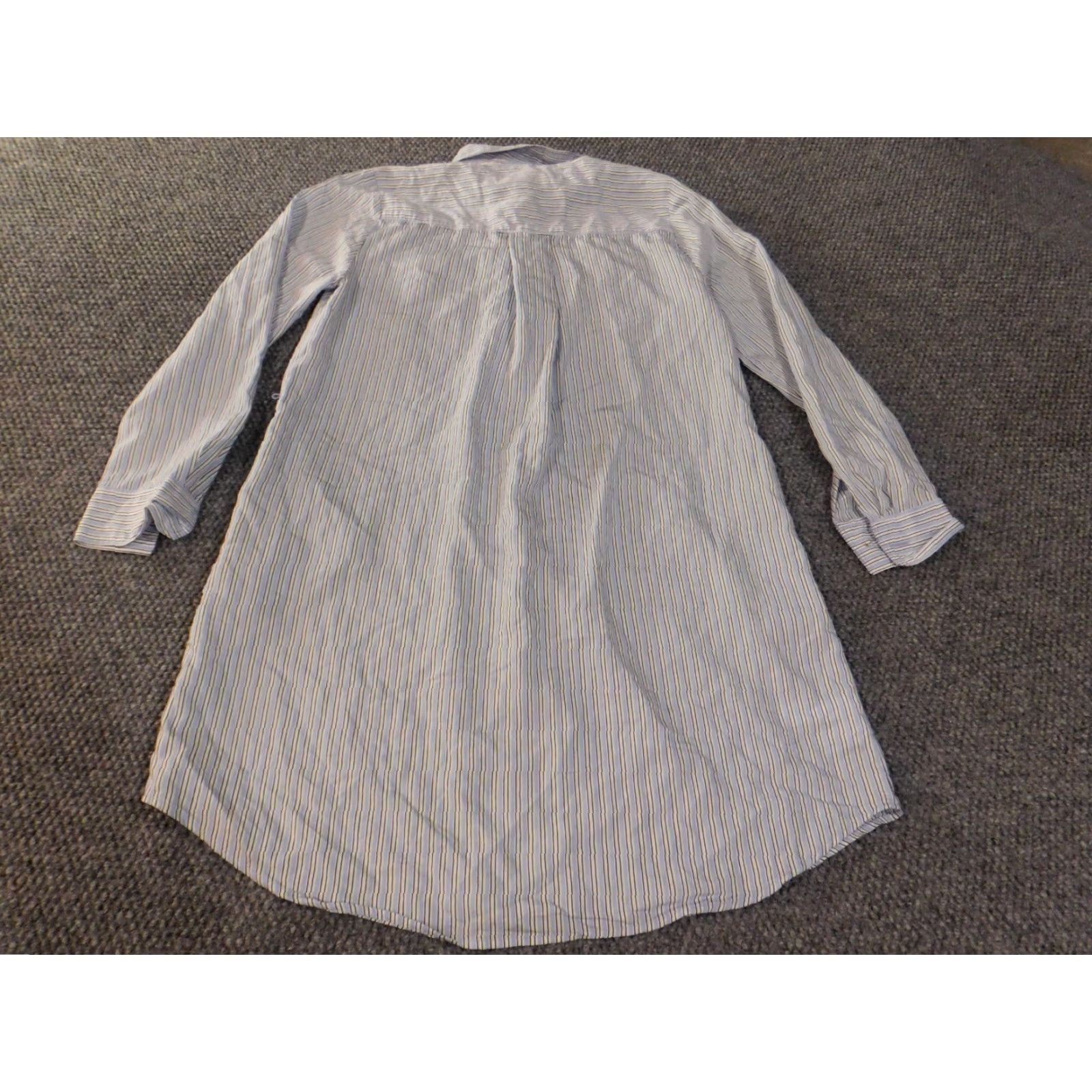Loft LOFT Shirt Dress Blue Striped Long Sleeve Collared Button Viscose Lyocell Nylon Knee Length Womens S Regular Casual Vintage No stretch Size S / US 4 / IT 40 - 7 Thumbnail