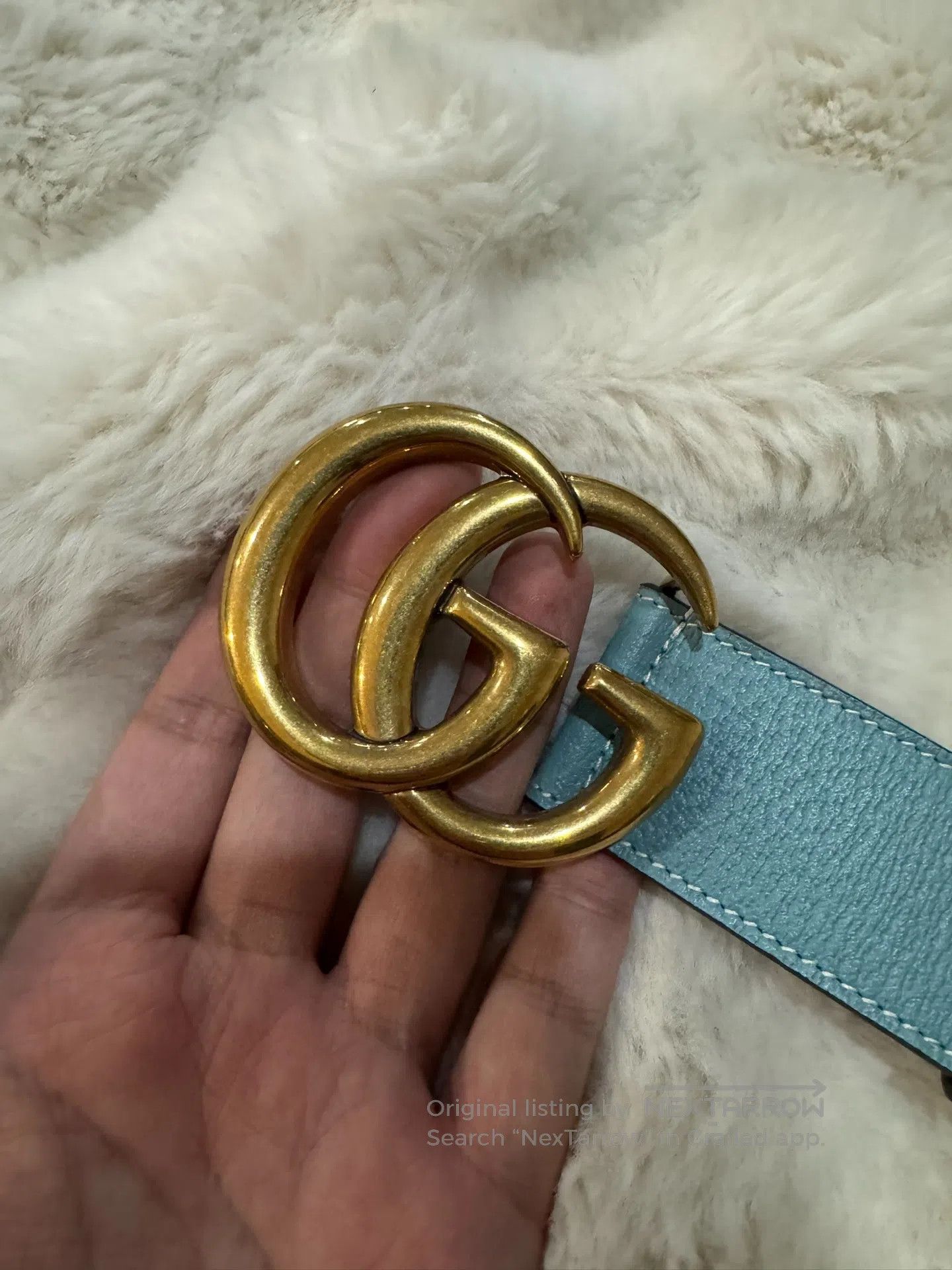 Gucci Guicci size 80 Contrasting Gold G Buckle Belt| Size ONE SIZE - 5 Thumbnail