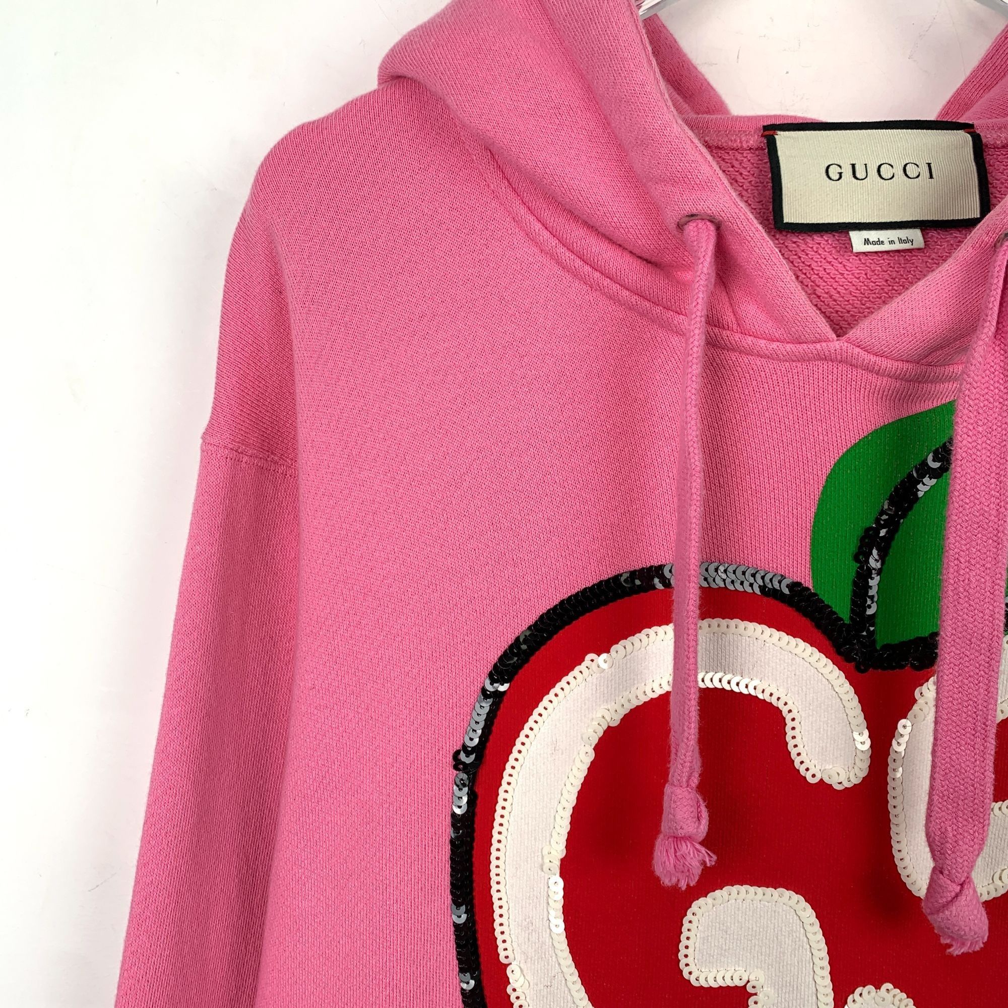 Gucci X9308 Gucci Pink Apple Sequin Logo Hoodie Sweatshirt Size XS / US 0-2 / IT 36-38 - 3 Thumbnail