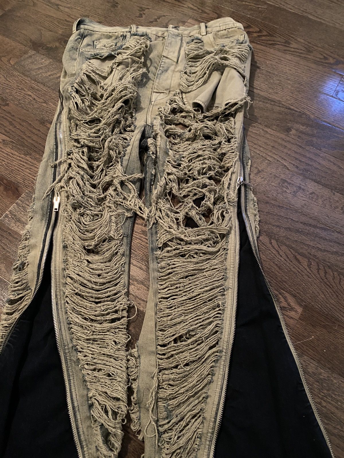 Rick Owens FW23 LUXOR RUNWAY BANANA IN 13OZ MINERA SHREDDED DENIM Size US 34 / EU 50 - 21 Thumbnail