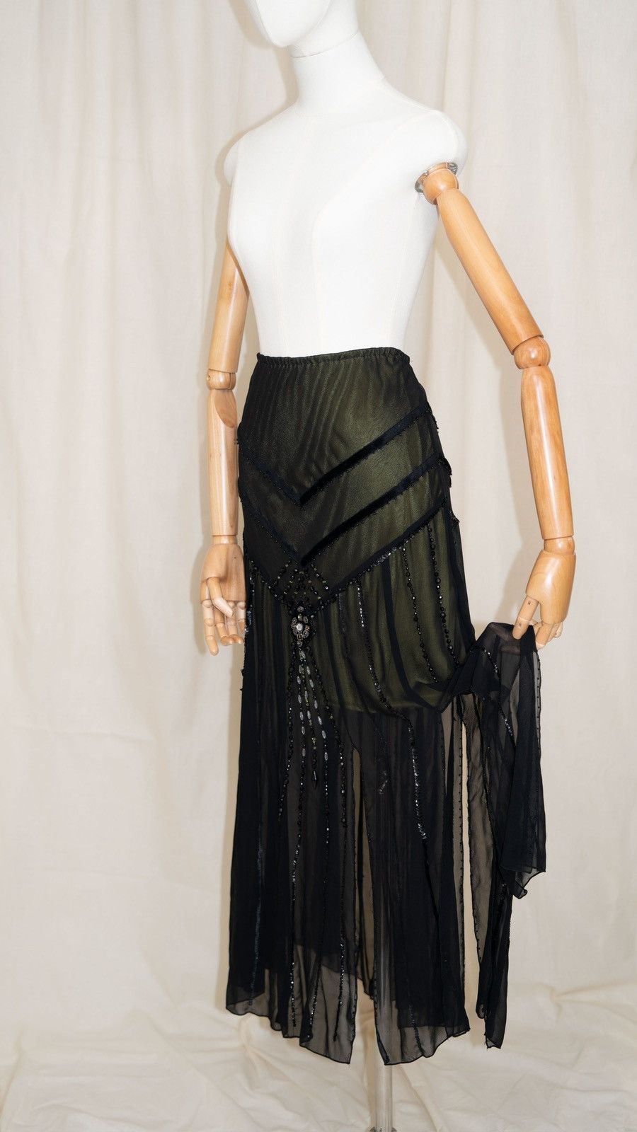 Vintage Sue Wong Beaded Silk Skirt Size 28" / US 6 / IT 42 - 3 Thumbnail