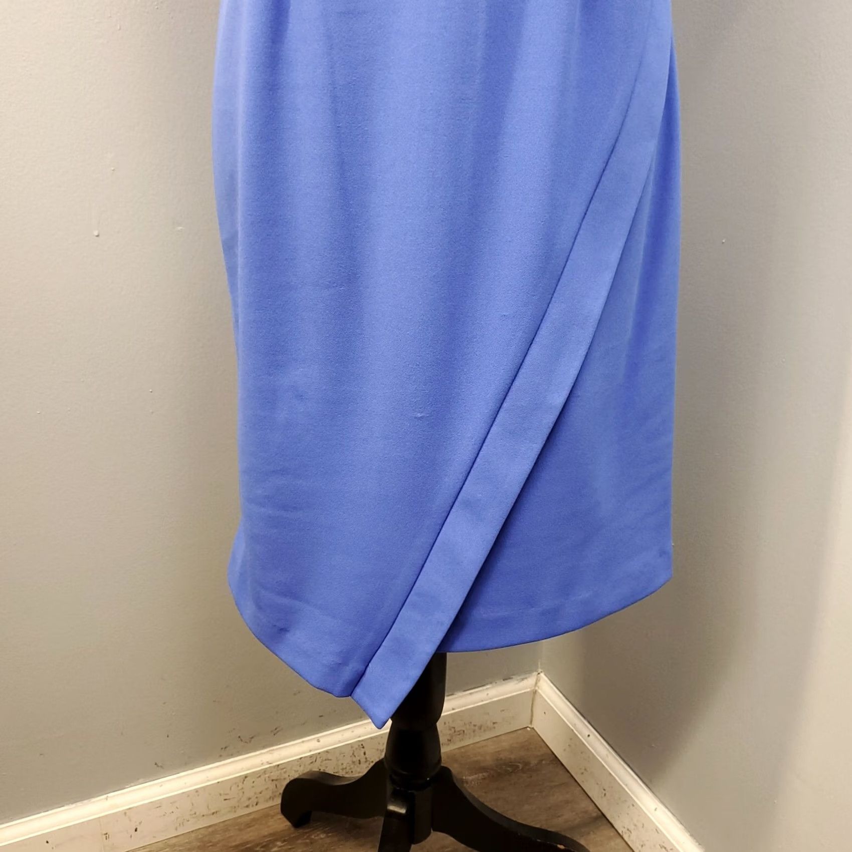 Vintage Shelby & Palmer Wrap Dress Women 6 Blue Round Neck Asymmetric Buckle Waist Midi Sleeveless Gifted? Size M / US 6-8 / IT 42-44 - 8 Thumbnail