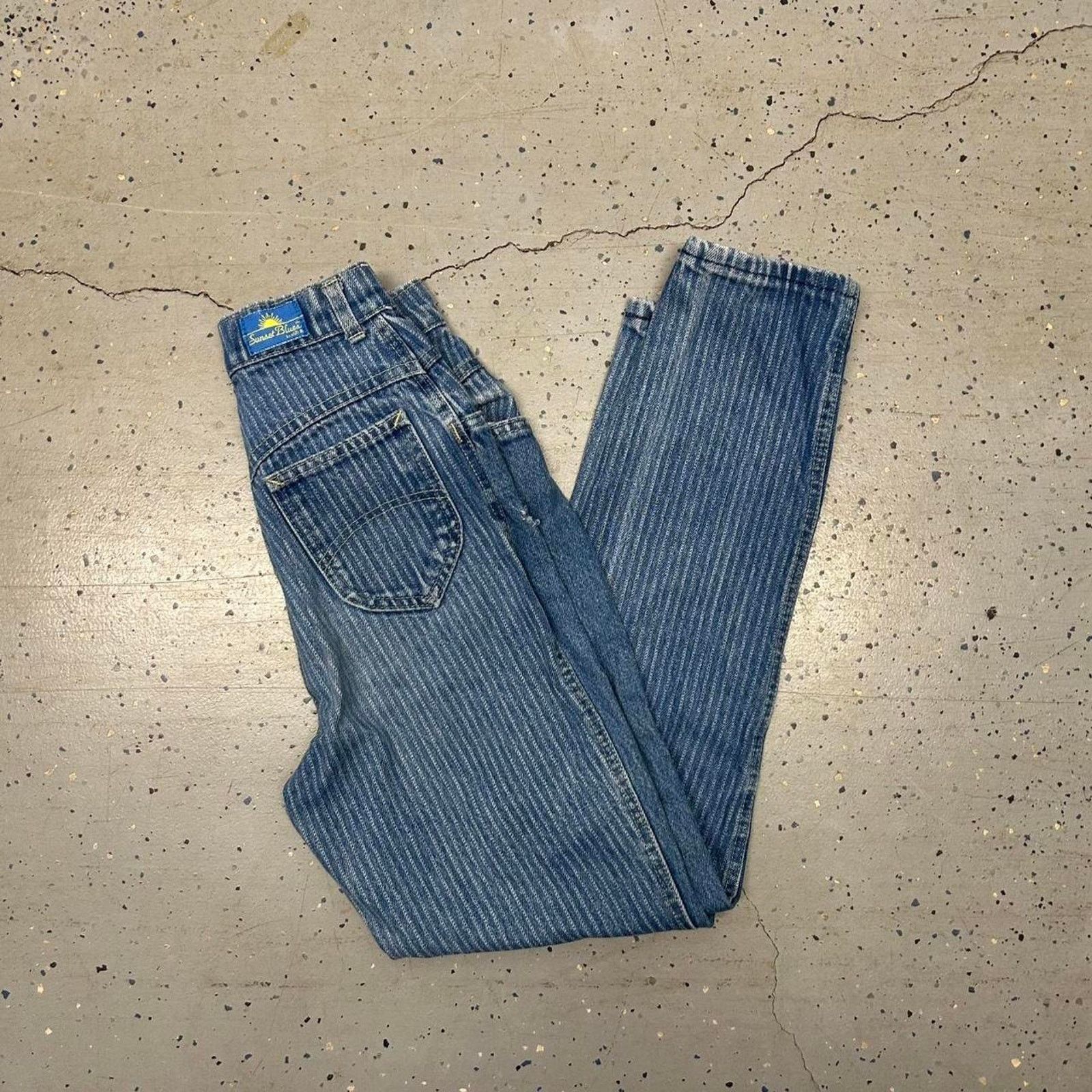 Other High-waisted Sunset Blues Chic vintage striped denim jeans Size 28" / US 6 / IT 42 - 1 Thumbnail