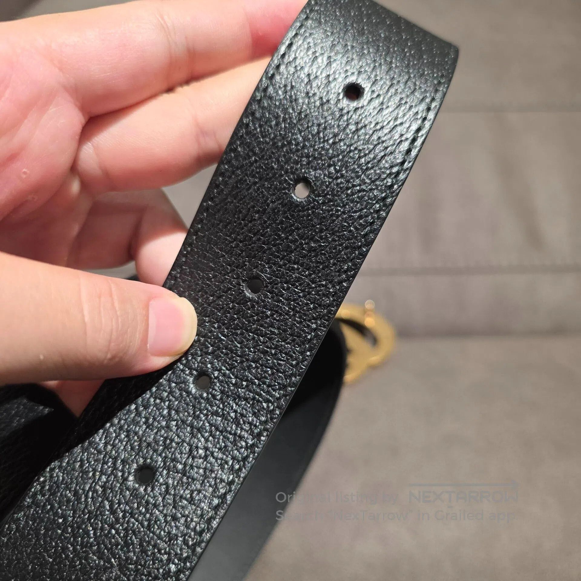 Gucci Guicci Double-gold large LOGO leather belt Size ONE SIZE - 6 Thumbnail