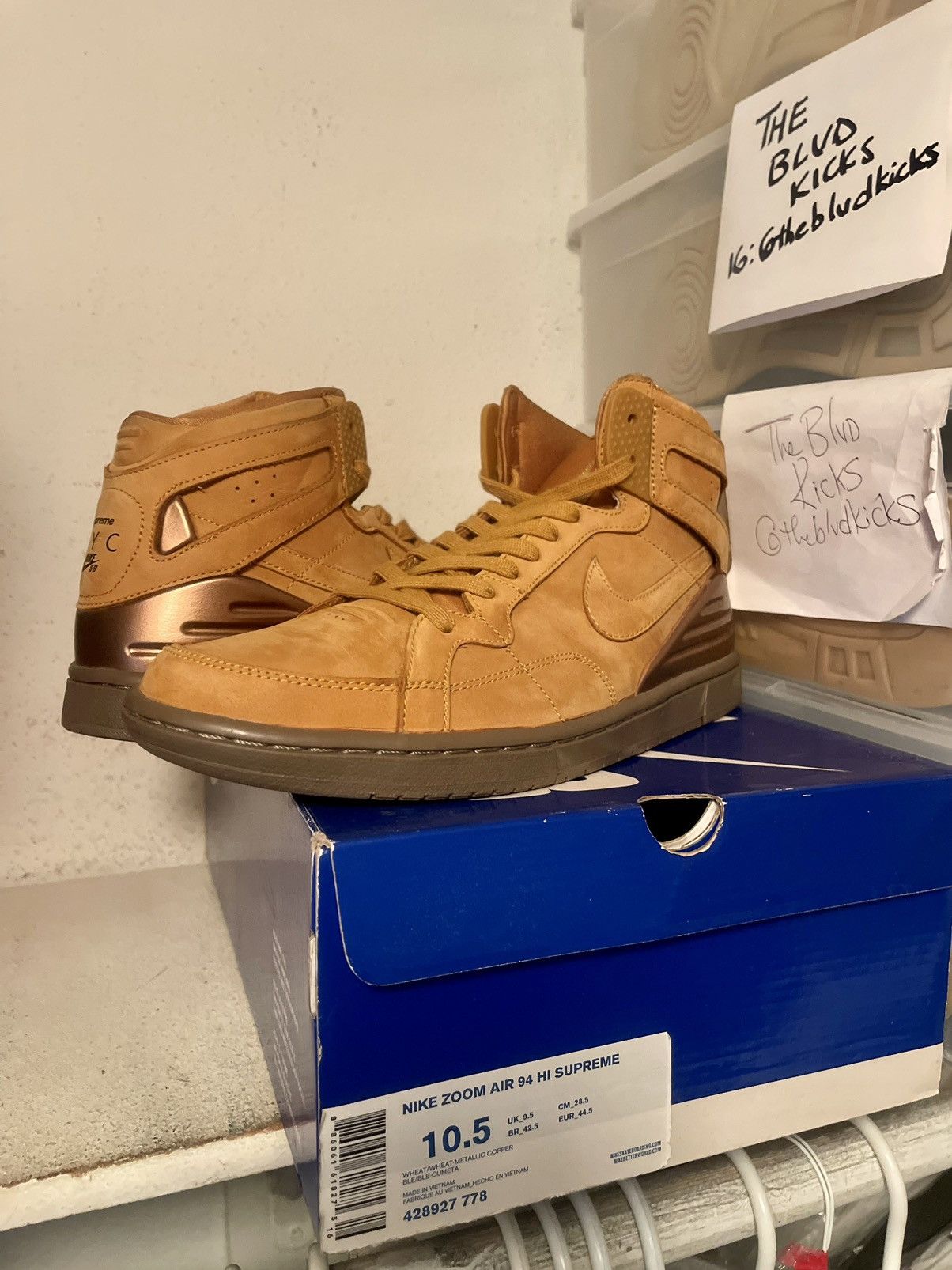 image of Supreme X Nike Sb Zoom Air 94 High Wheat Shoes in Brown, Men's (Size 10.5)