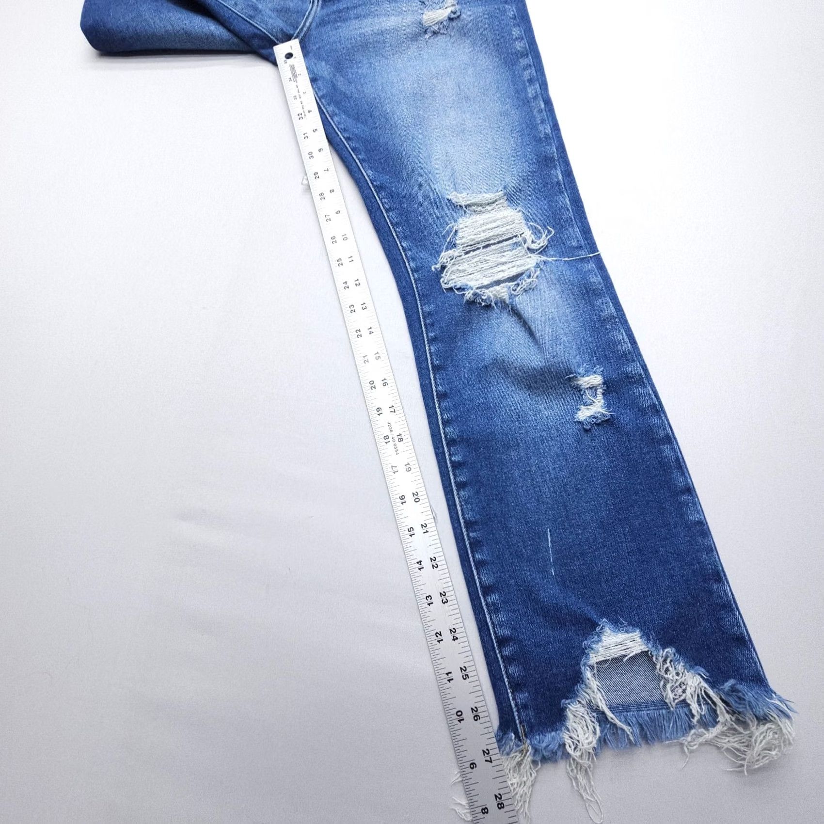 Vintage KanCan Jeans Straight High Rise Distressed Dark Wash 27 Blue Womens Regular 5-Pocket Denim Skinny? Size 27" / US 4 / IT 40 - 5 Thumbnail