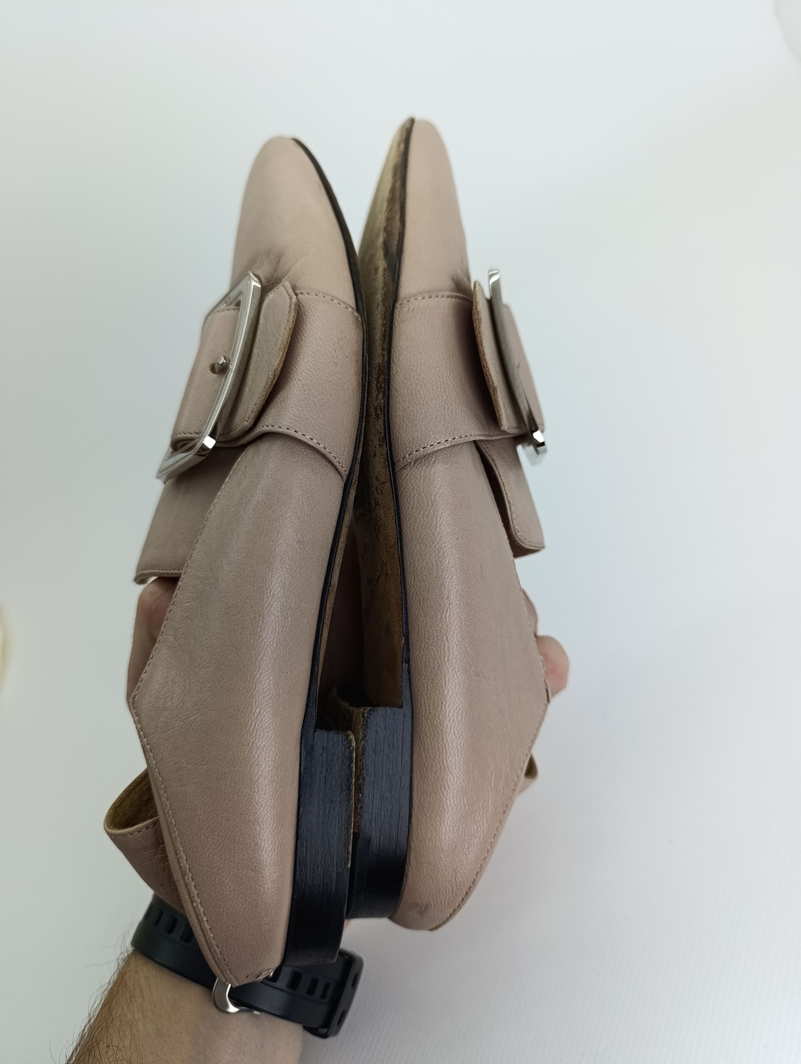 Bally BALLY JANELLE LEATHER LOAFERS MULES BEIGE Size US 7.5 / IT 37.5 - 10 Thumbnail