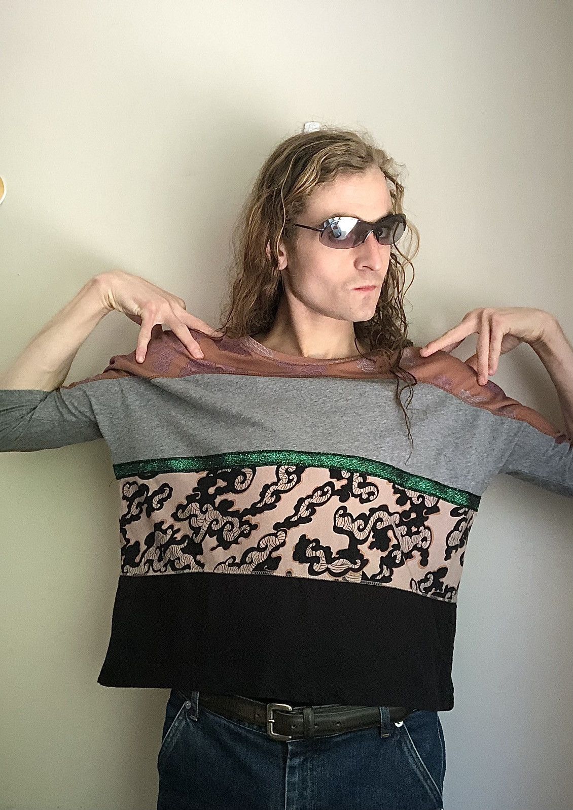 Dries Van Noten Dries Van Noten Glittered Striped Multi Print Shirt Size US S / EU 44-46 / 1 - 5 Thumbnail