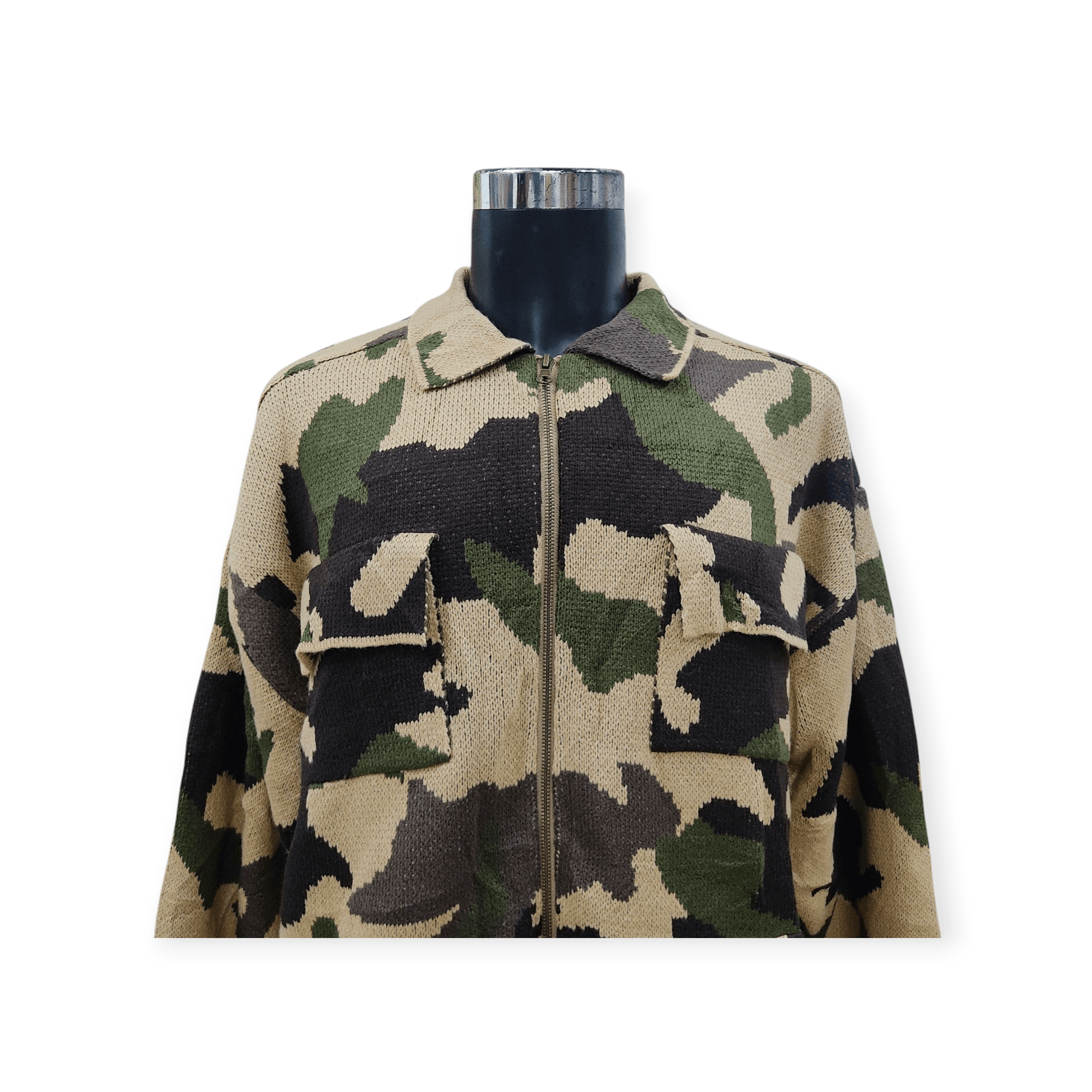 Japanese Brand B.Ballsy Military Camouflage Zip Knit Cardigan Size US L / EU 52-54 / 3 - 2 Thumbnail