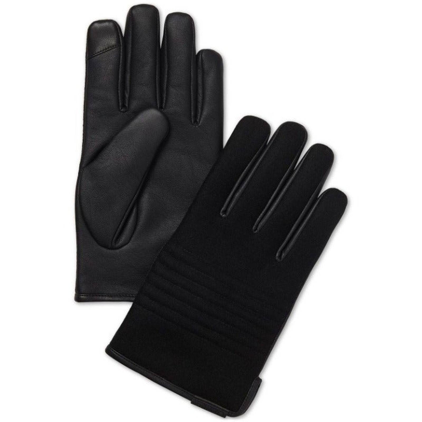 Calvin Klein G2 Calvin Klein Black Men's Melton Faux-Leather Gloves Large Size ONE SIZE - 1 Preview