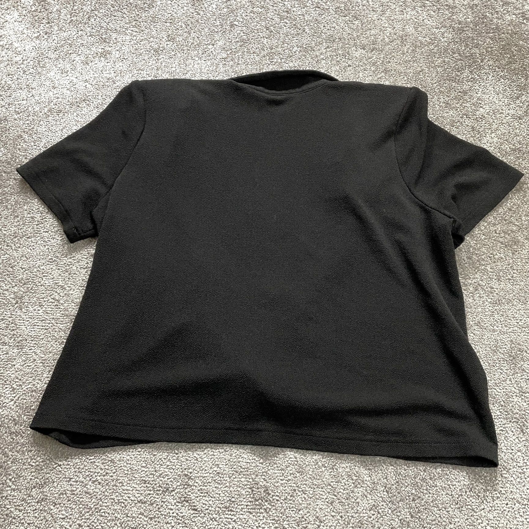 Vintage Unbranded Black Short Sleeve Collared Knit Top Womens 2XL Padded Shoulder Casual Blouse Size XXL / US 16-18 / IT 52-54 - 2 Thumbnail