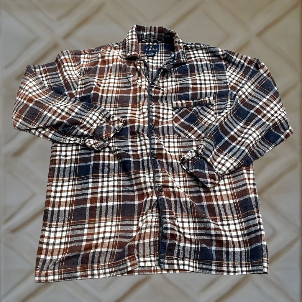 Stafford Stafford Top Mens M Flannel Sleepwear Pajama Multi Plaid Cotton Regular Size US M / EU 48-50 / 2 - 1 Thumbnail