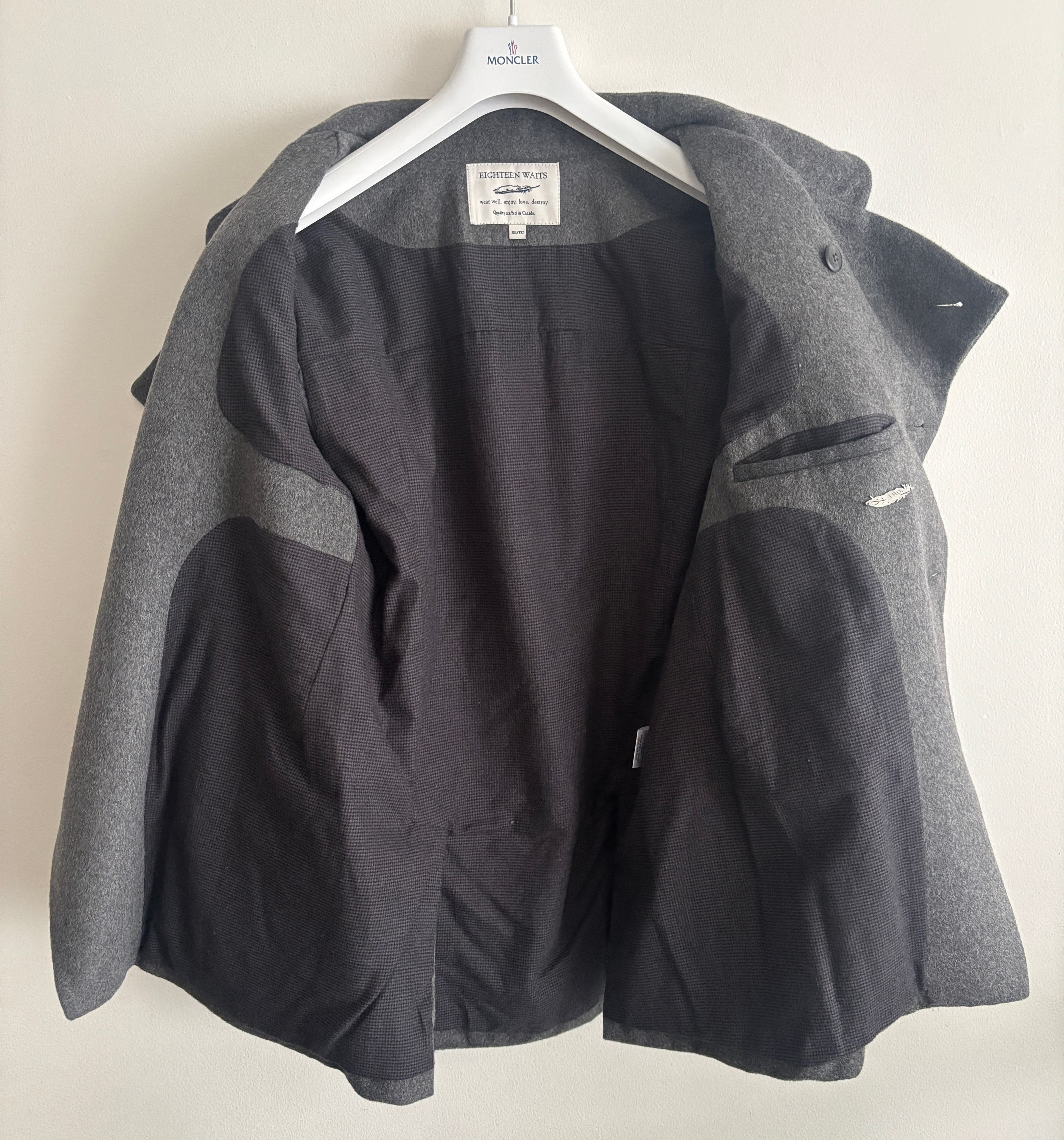 18 Waits $395 Grey Wool Pea Coat / Brigadier Jacket Large - XL Size US L / EU 52-54 / 3 - 9 Thumbnail