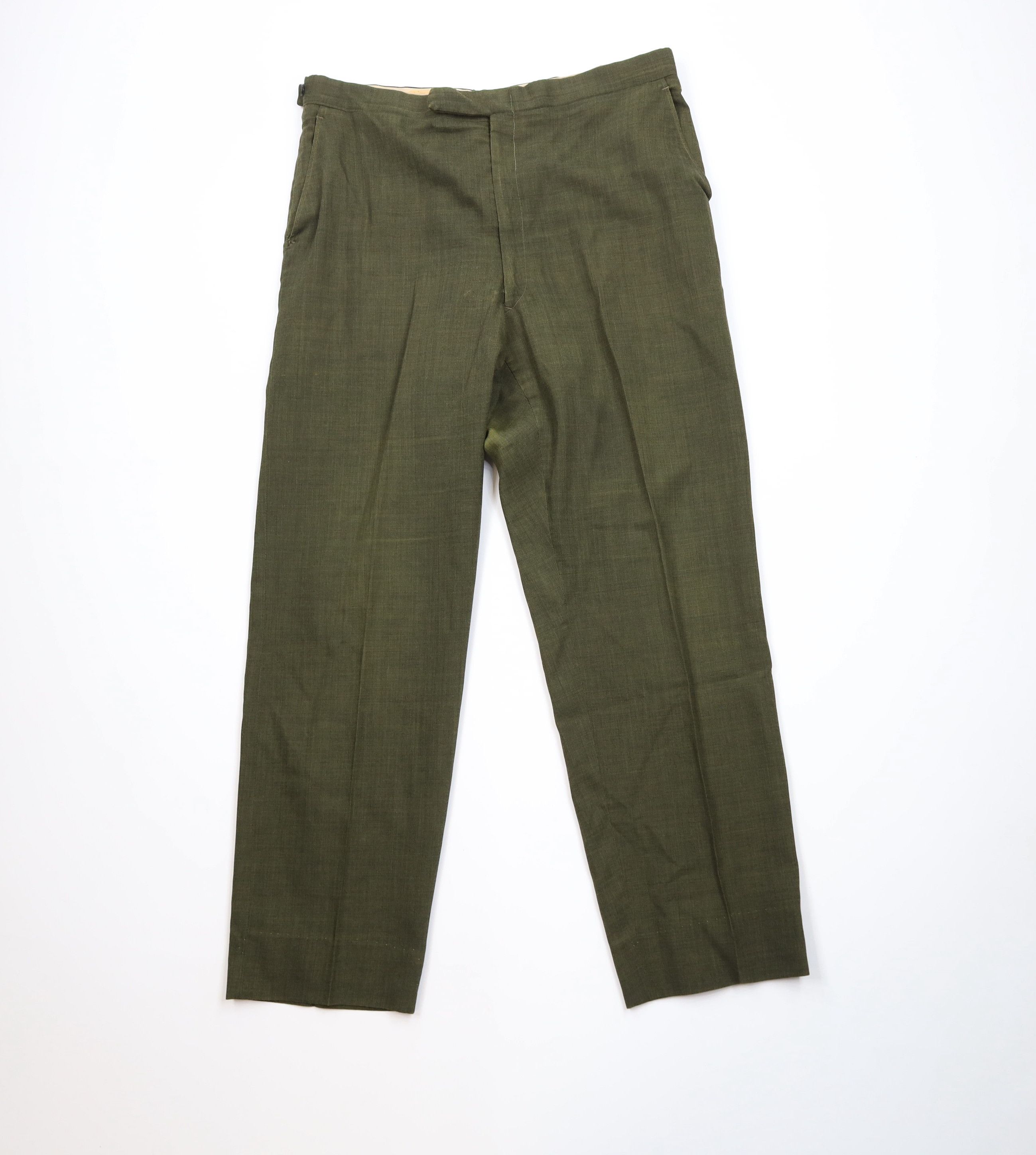 Vintage Vintage 50s Streetwear Worsted Wool Chino Pants Green USA Size US 34 / EU 50 - 1 Thumbnail