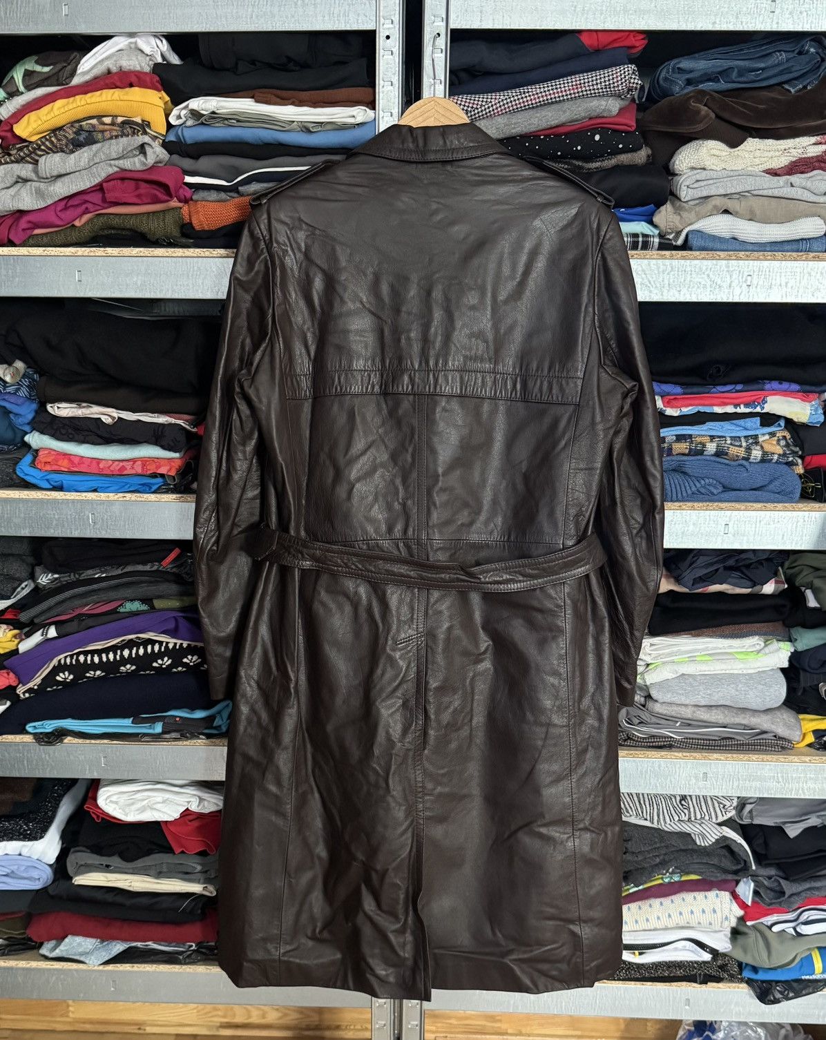 Genuine Leather Retro 52size vintage leather brown coat jacket + lining 90s Size US L / EU 52-54 / 3 - 21 Thumbnail