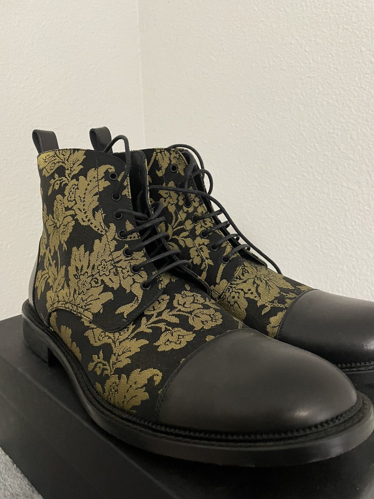 image of Taft Gold Embroidered Dress Shoes in Black, Men's (Size 10)