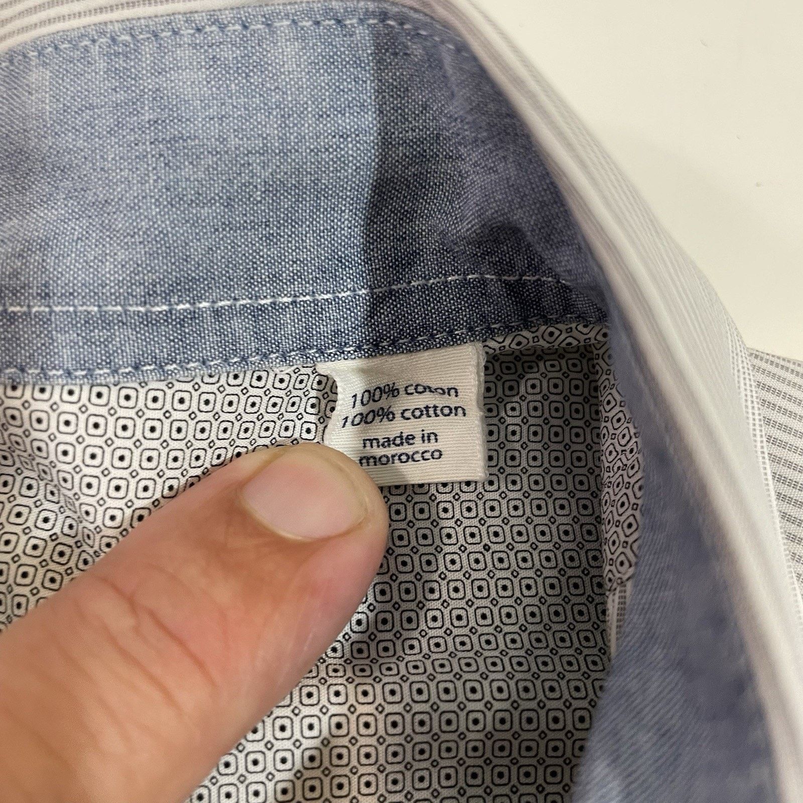 Hartford Hartford Men’s Dress Shirt L Gray Stripe Cotton Linen Slim Size US L / EU 52-54 / 3 - 7 Thumbnail