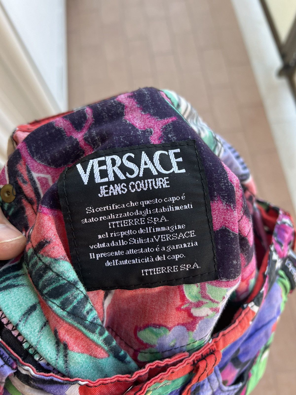 Versace × Vintage Versace Pants Trousers Blue Flower Floral Print 90s Cotton Size 34" / US 12 / IT 48 - 12 Thumbnail