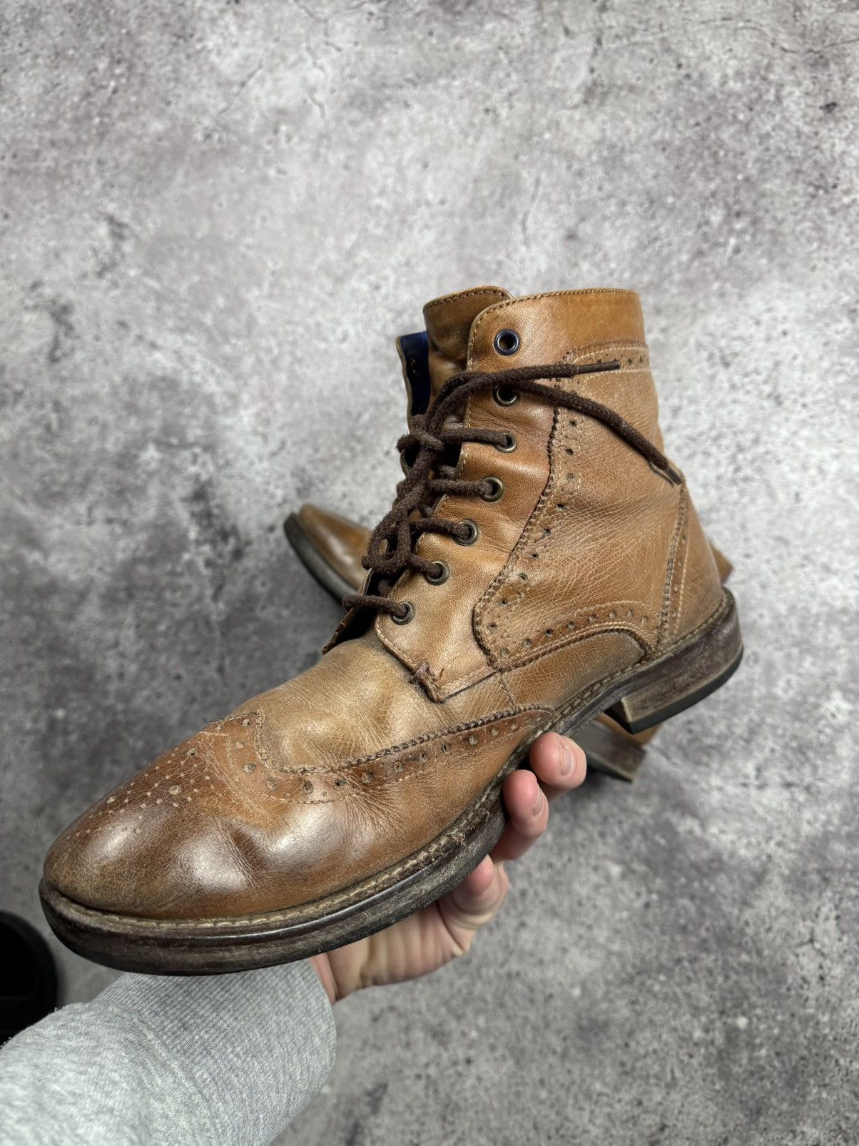 Cowboy Equipment WESTERN BIKER COWBOY LEATHER VINTAGE BROWN BOOTS Size US 10 / EU 43 - 7 Thumbnail