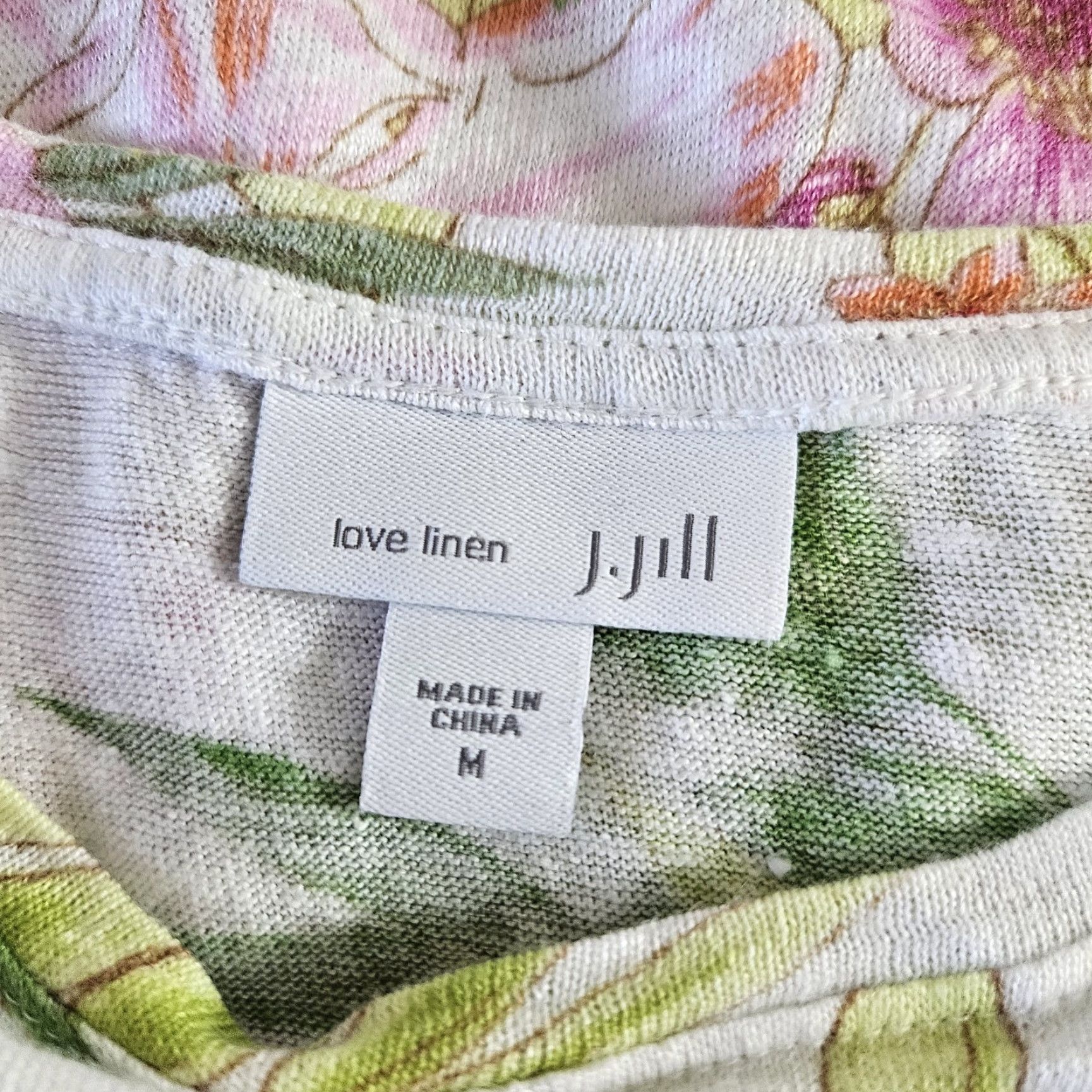 J. Jill J Jill Love Linen Womens Top M Pink Floral Short Sleeve - Shirt - Womens - Size M - Love Linen Top Size M / US 6-8 / IT 42-44 - 4 Thumbnail