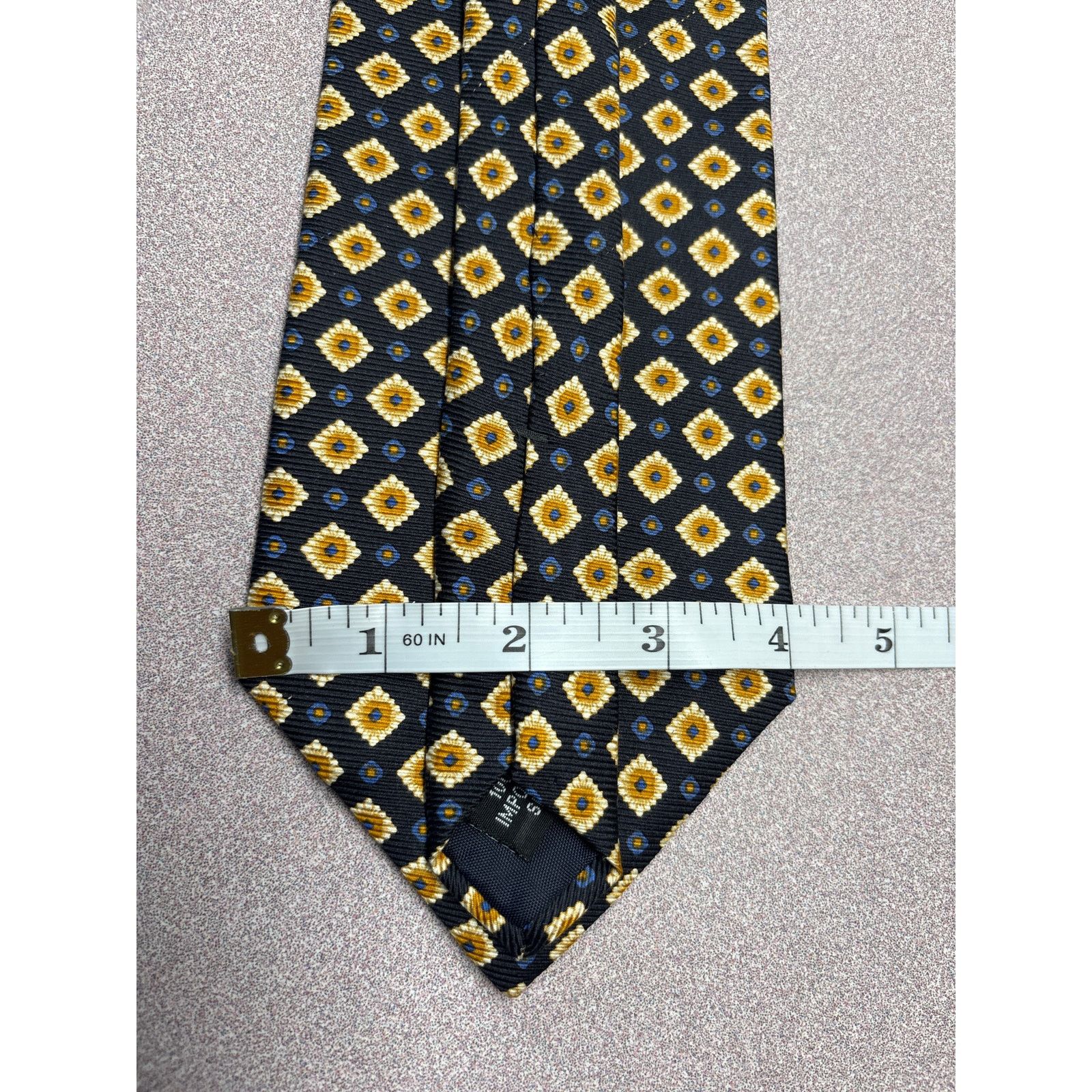 Other jsaco Navy Blue and Gold Geometric Silk Tie Size ONE SIZE - 5 Thumbnail