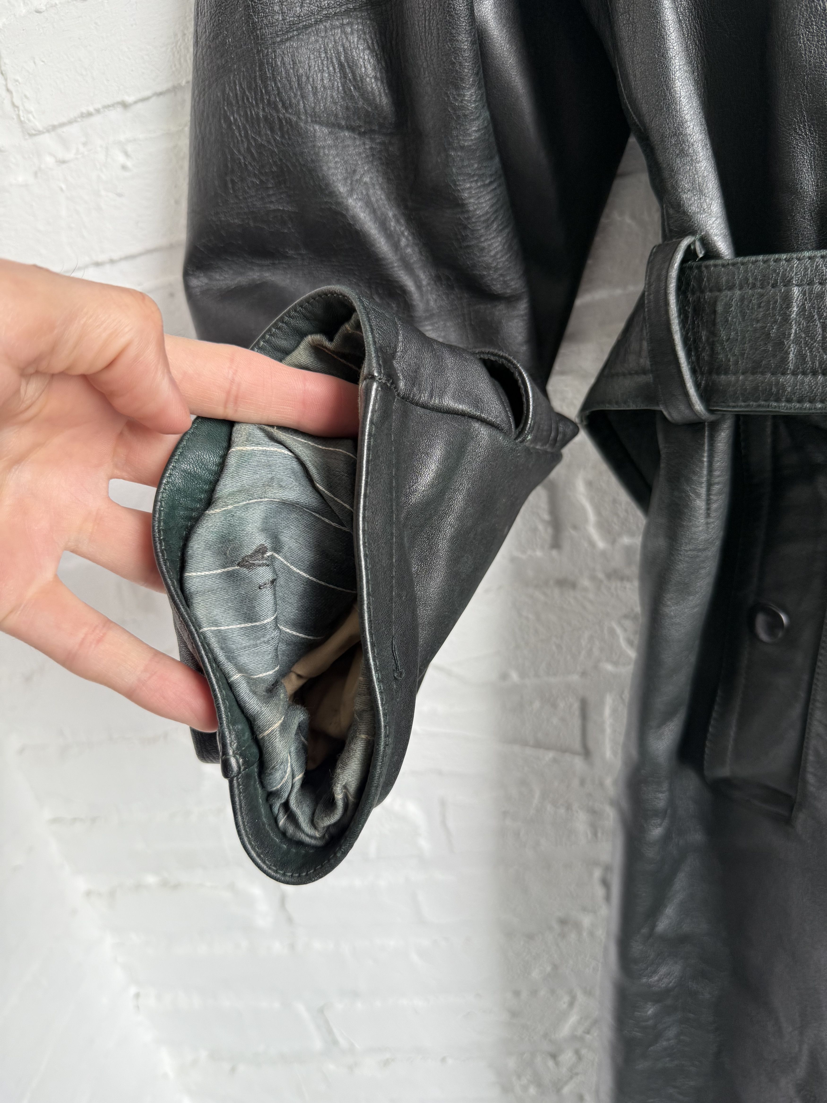 Vintage Vintage German Leather Trench Coat Ledermantel Black Size US M / EU 48-50 / 2 - 14 Thumbnail